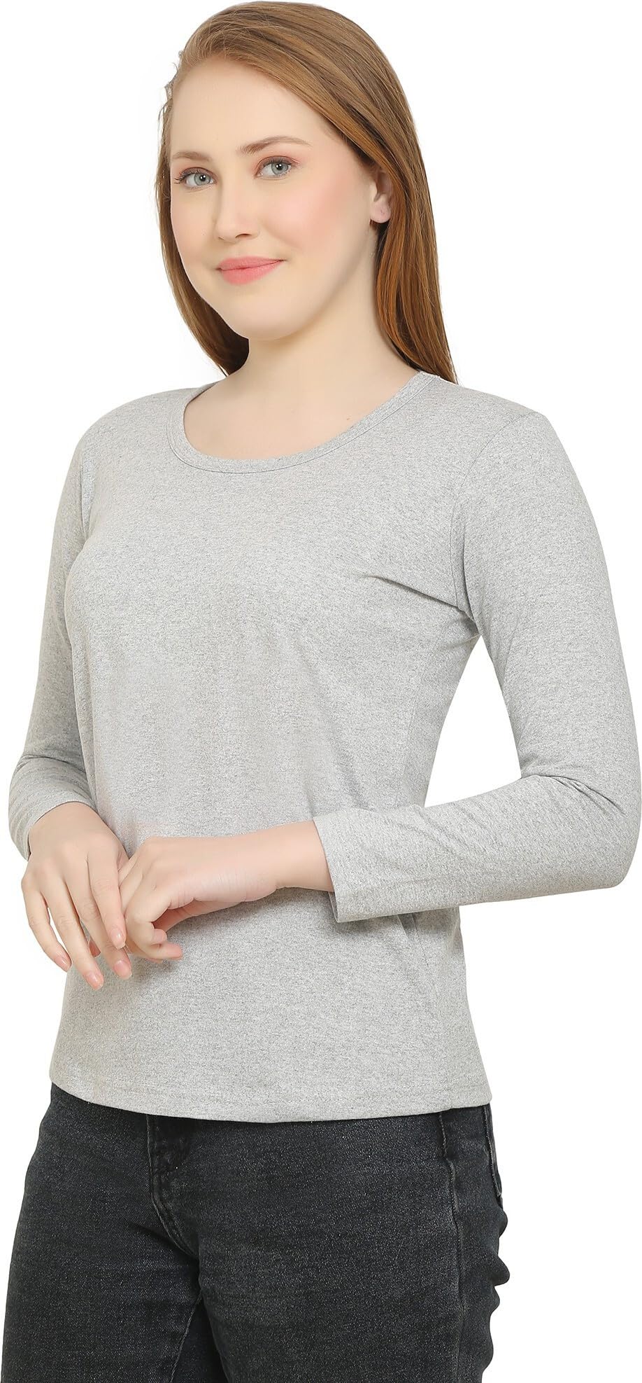true basket Women Cotton Round Neck Regular Fit Solid Full Sleeve T-Shirt-picture-37