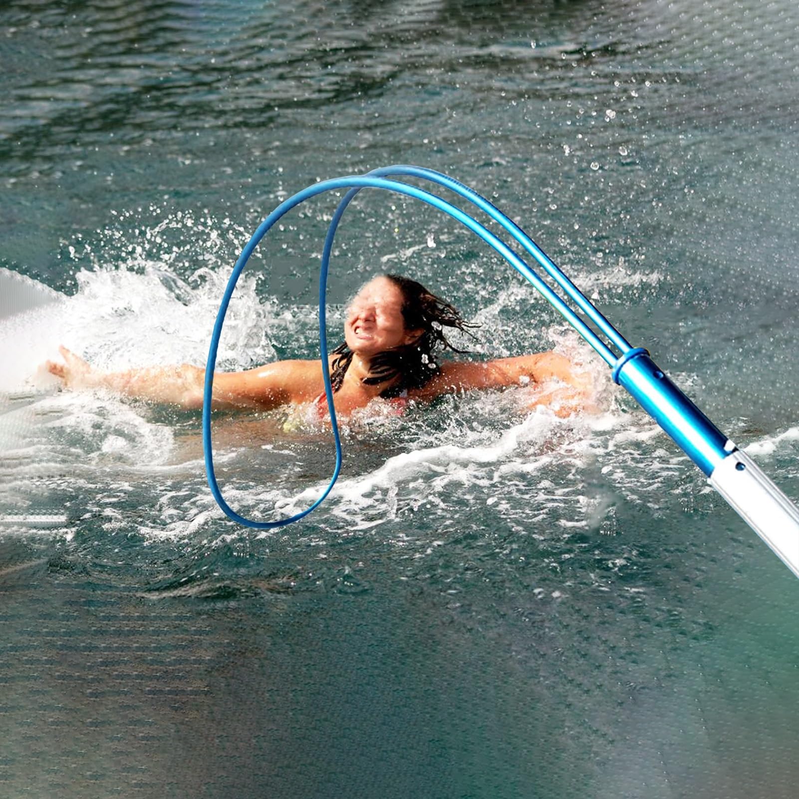 Generisch Rettungsstange, Teleskop-Poolrettungsstange – 3 m Langer Aluminium-Sicherheitshaken für Rettungsschwimmer, Notfallausrüstung für die Wasserrettung in Schwimmbädern und Wasserparks