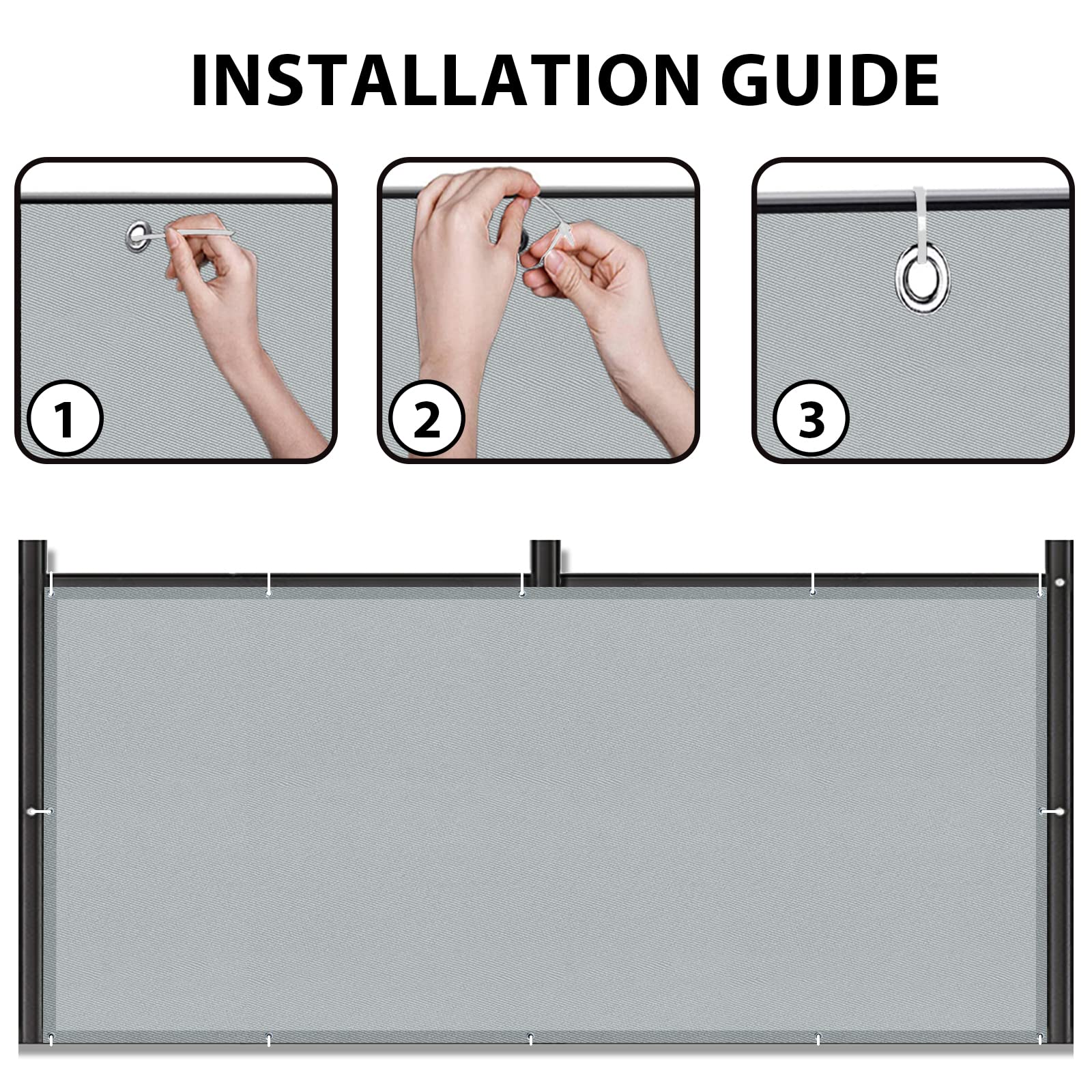 Sunnylaxx Frangivisto Balcone per Protezione 90x500 cm,Schermo Privacy,Recinzione Copertura per Privacy Balcone PES,per Balcone Giardino terrazza,con Occhielli e Fascetta, Grigio