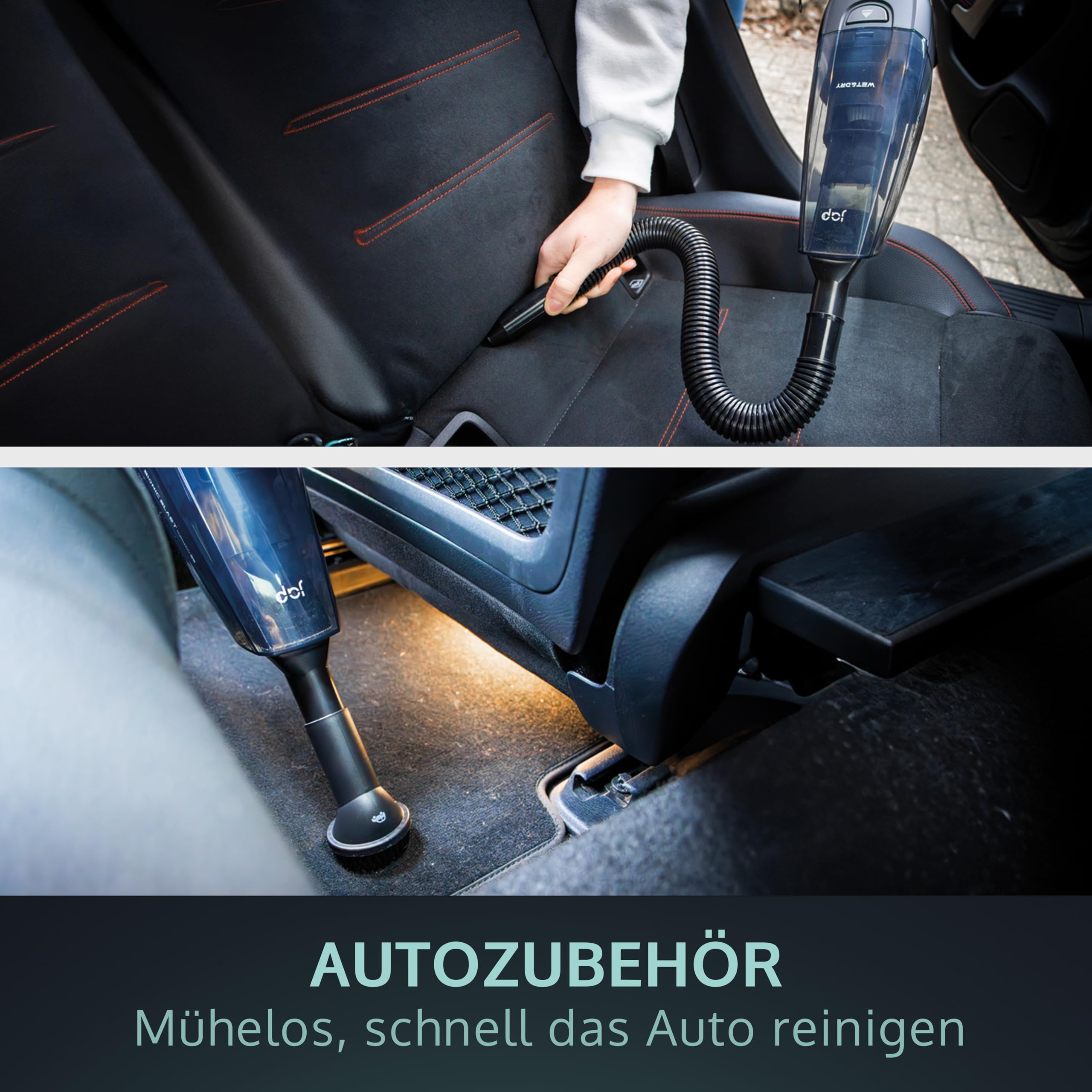 JAP Tornado S3 - Handstaubsauger Akku Testsieger - 10000Pa Tragbar Auto-Staubsauger Stark - Auto zubehör, Wohnwagen gadgets - Nass Trocken, Tierhaare - 5 Aufsätze - Schwarz