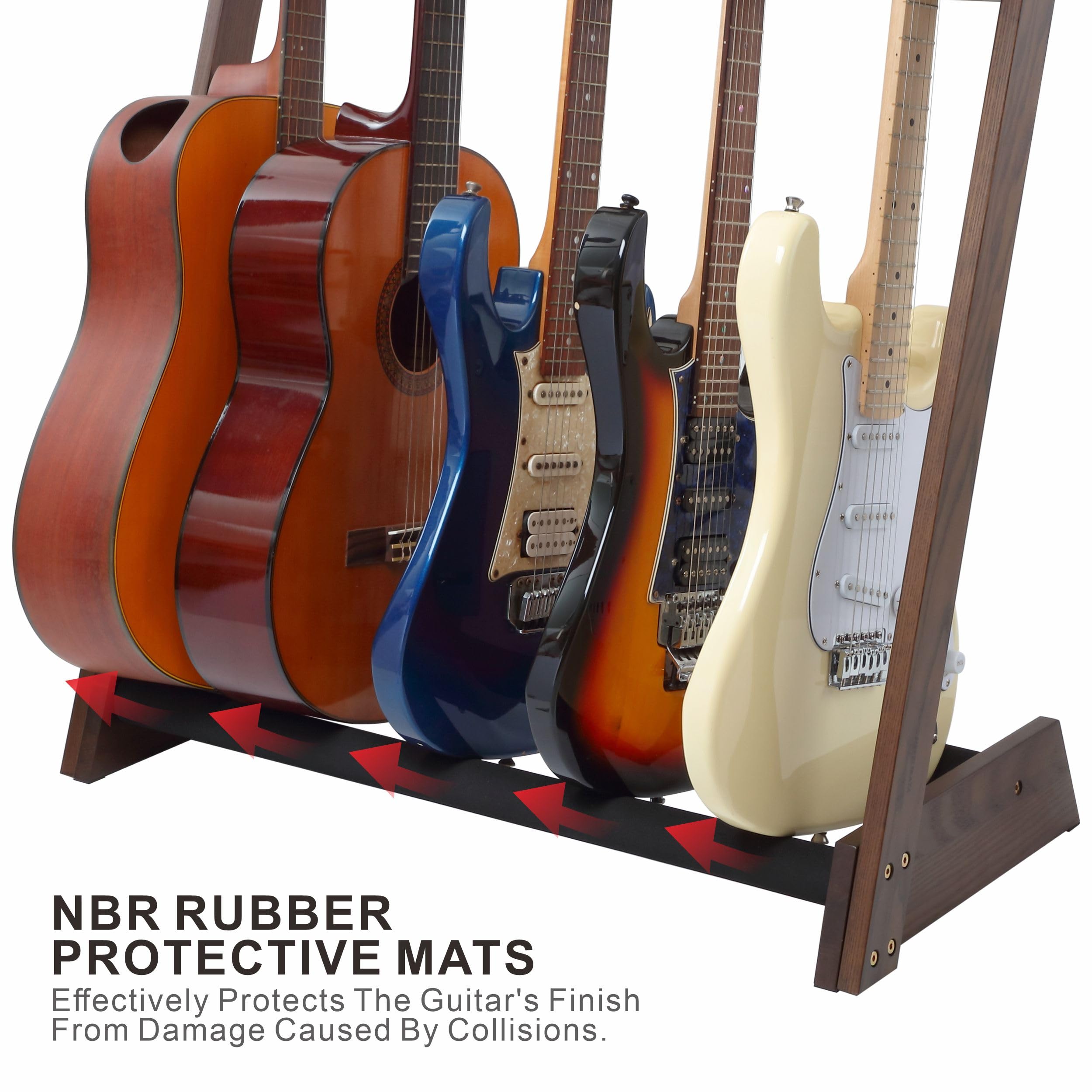 Nefelibata Supporto multiuso per chitarra, 5 supporti, in legno, per chitarre e custodie, chitarre elettriche, acustiche, bassi, violoncelli, frassino tedesco