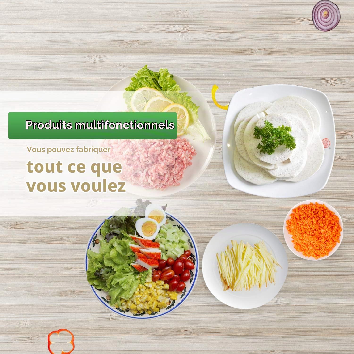 Rallador Eléctrico de Verduras y Fruta, Cortador Verduras 150W, Rallador Eléctrico con 4 Accesorios de Acero Inoxidable Cilindros,Sin BPA Plateado
