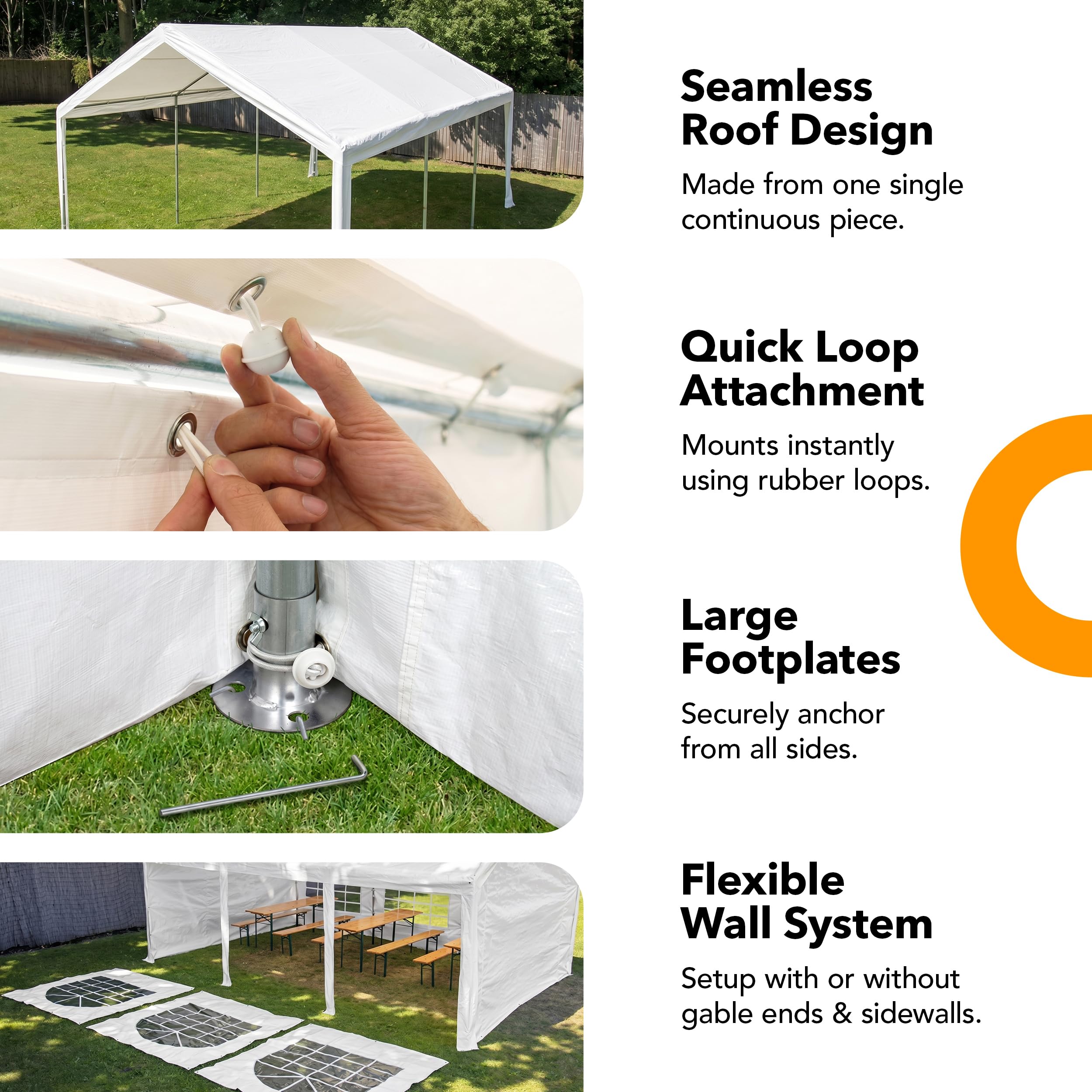 TOOLPORT Hochwertiges Partyzelt 3x6 m Pavillon Zelt PE Plane 450 N Gartenzelt Festzelt Wasserdicht weiß