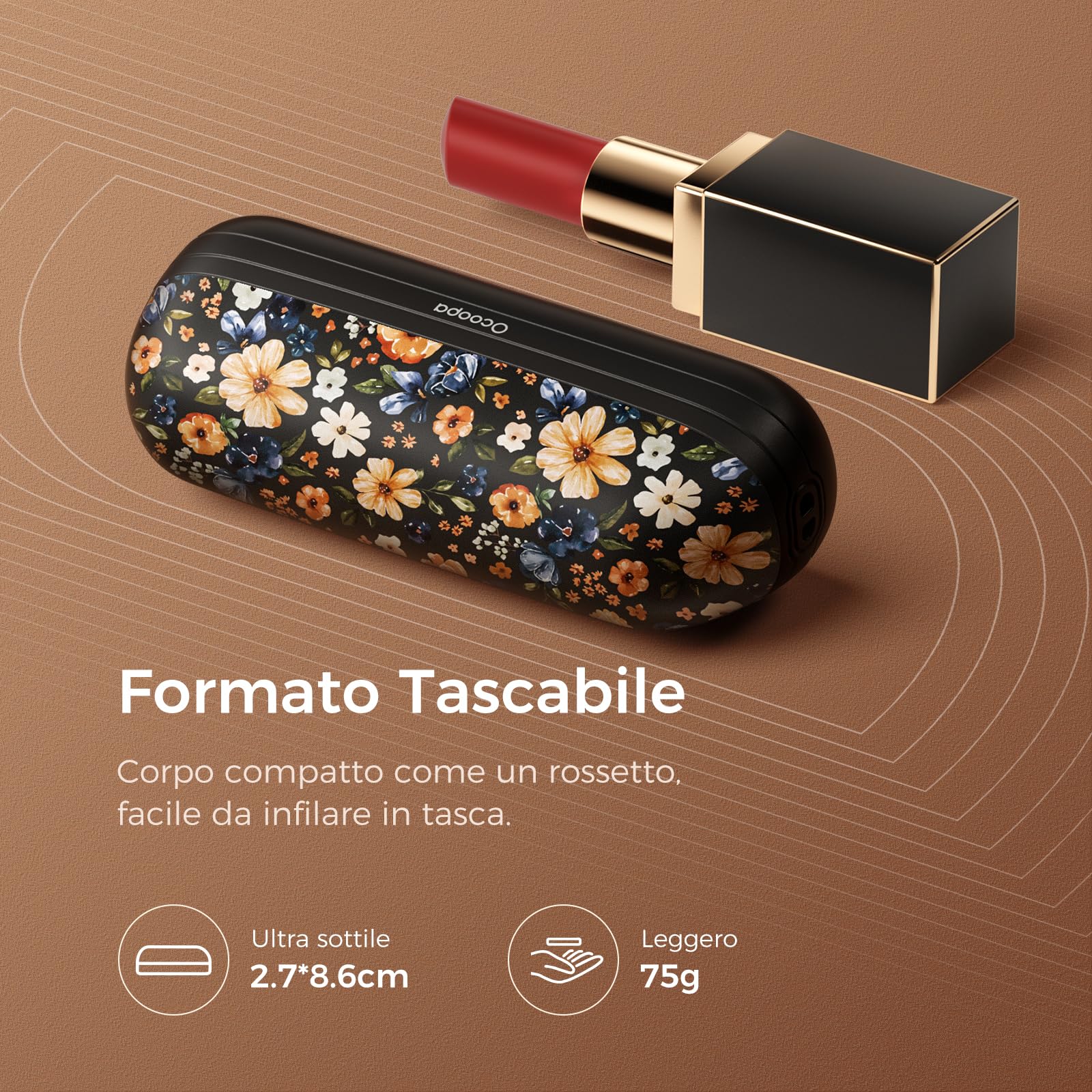 OCOOPA Scaldamani Ricaricabili 2 in 1, Scaldamani Elettrico Magnetico 5200mAh, Scaldamani Tascabili, 3 Livelli di Riscaldamento Fino a 52 ℃, Regali da Campeggio per la Pesca per Uomo, UT2s Mini