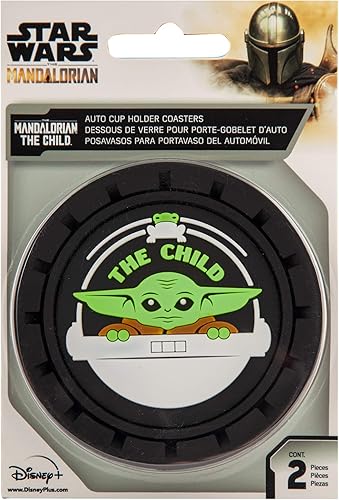 Plasticolor 001970R01 Star Wars Mandalorian Baby Yoda The Child - Juego de 2 posavasos para automóvil