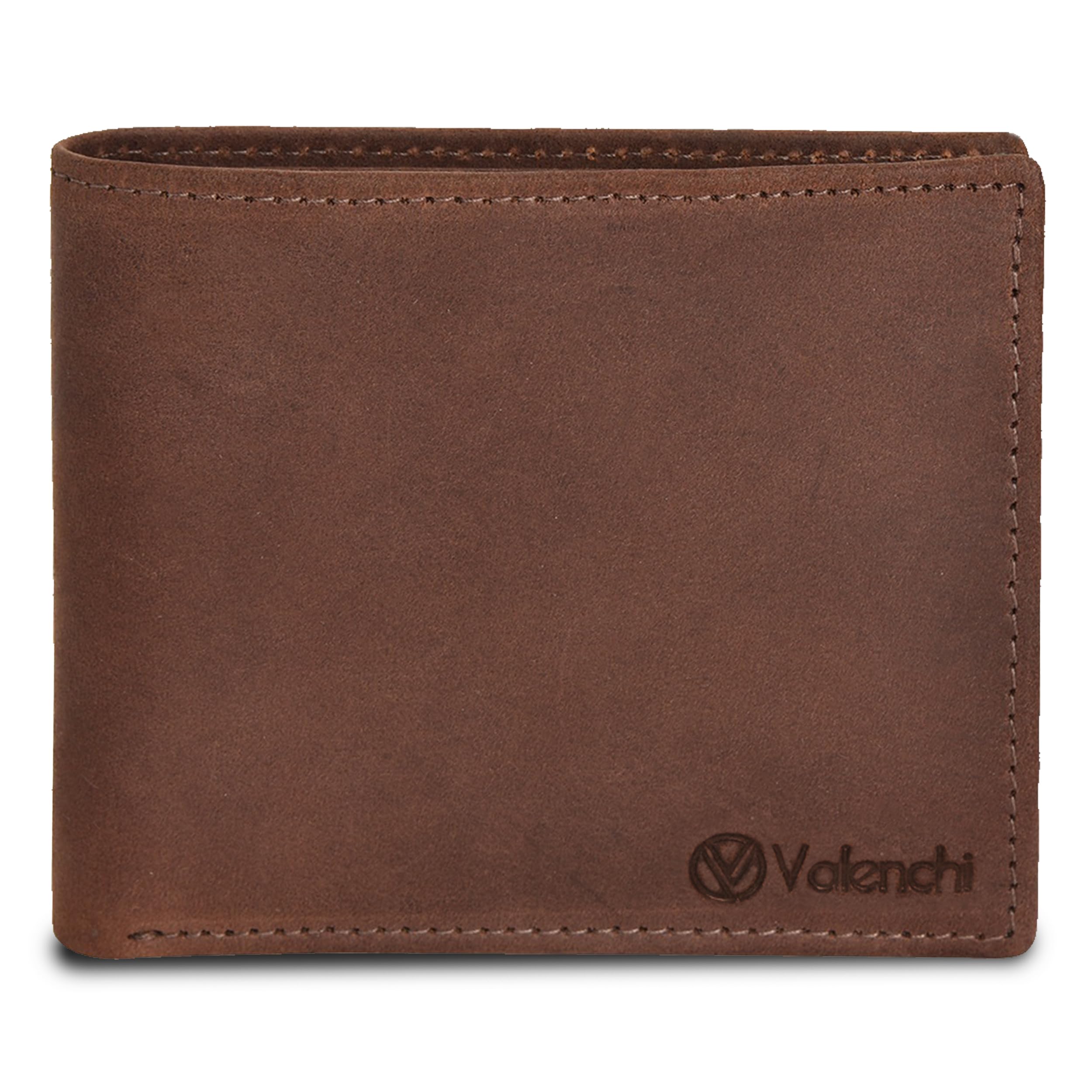 VALENCHI Genuine/Real Leather Bifold Wallet For Men - RFID Blocking/Protected Men's Slim Wallet - Christmas Gifts For Men (Brown Crazy Horse BF01)