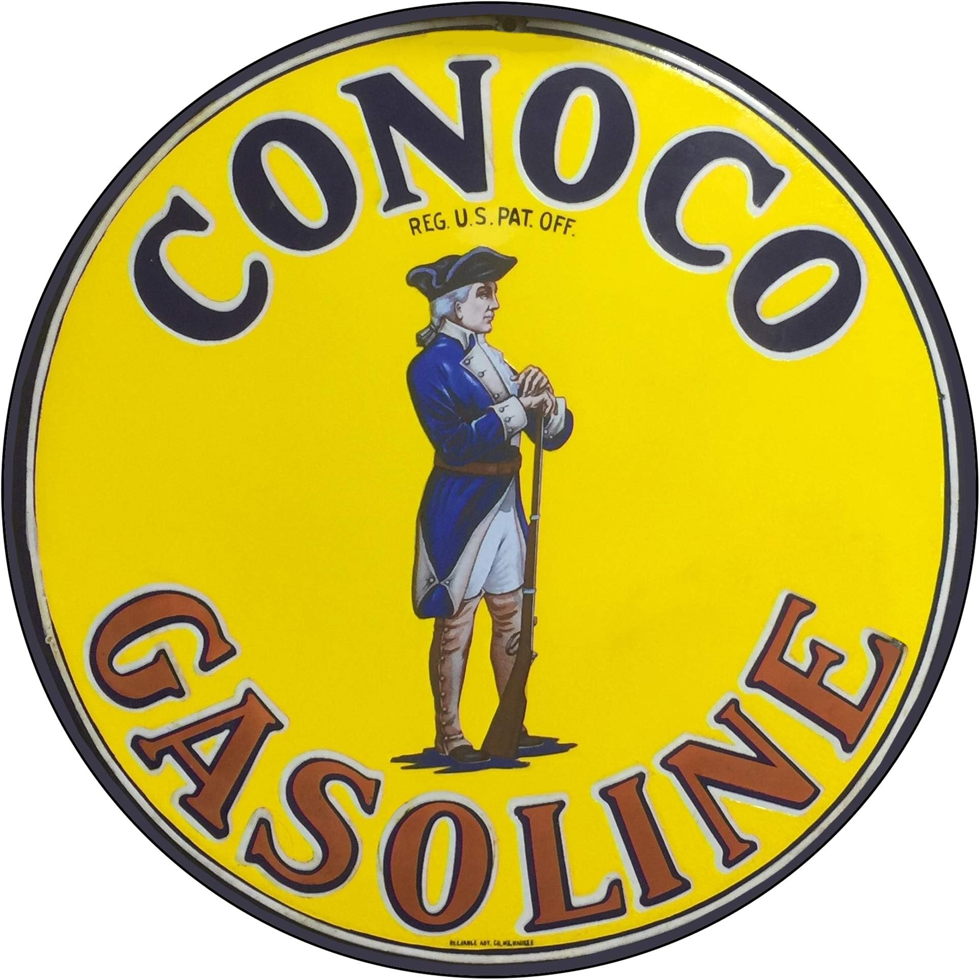 Vintage Gas Sign Reproduction Vintage Metal Signs Round Metal Tin Sign For Garage And Home 8 Inch Diameter – Conoco Gasoline