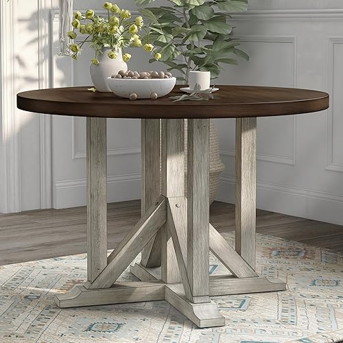 Miniatura 9 de 247 Shop at Home Carys Farmhouse - Silla auxiliar de madera, juego de 2 para comedor, cocina, restaurante, color marrón roble y blanco antiguo