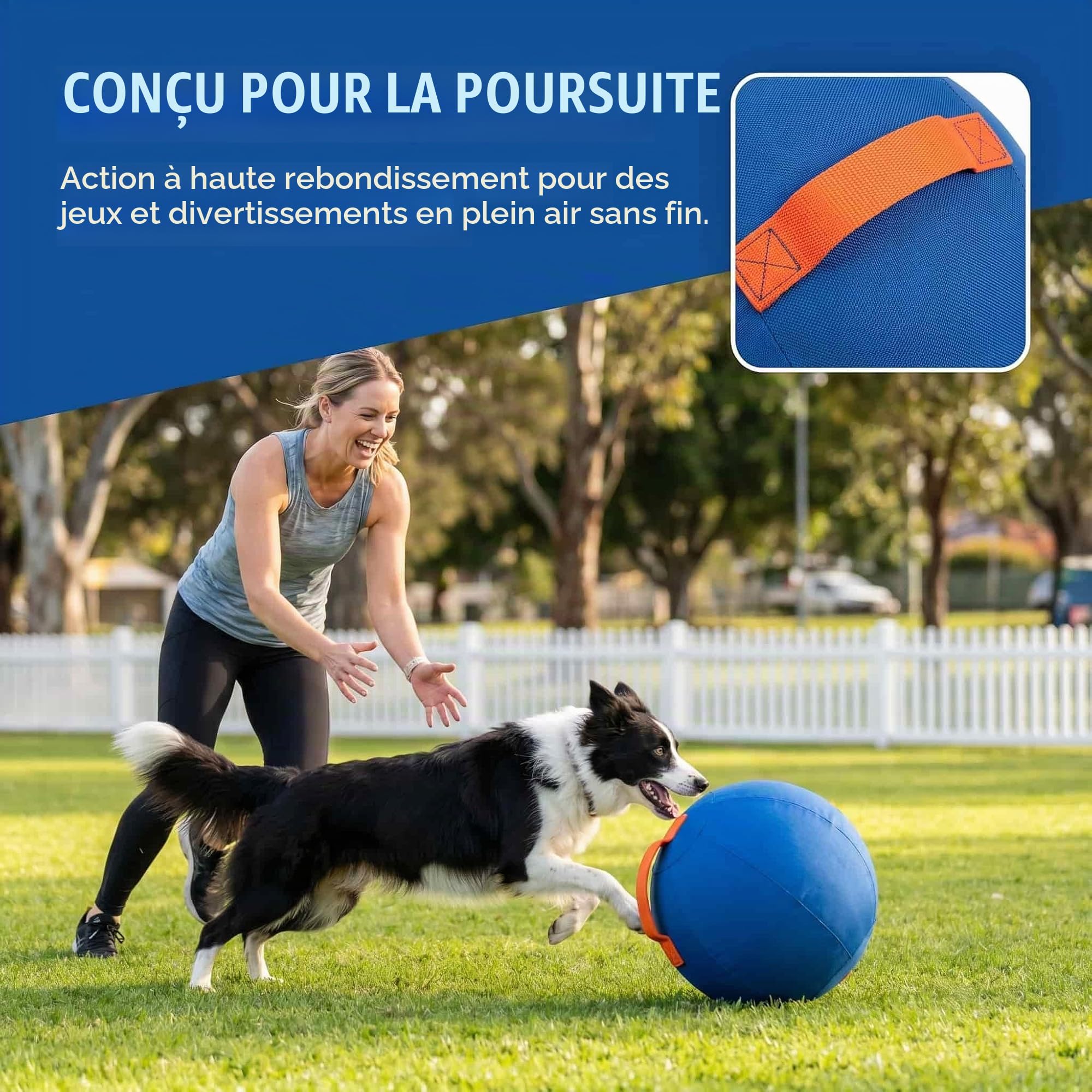 Balle GéAnte pour Chien, Ballon de Troupeau pour Chien, Gros Ballon pour Chiens RéSistant,Jouet Interactif RéSistant avec Sangle, pour Grand et Petit Chien, IntéRieur et ExtéRieur，D：65cm