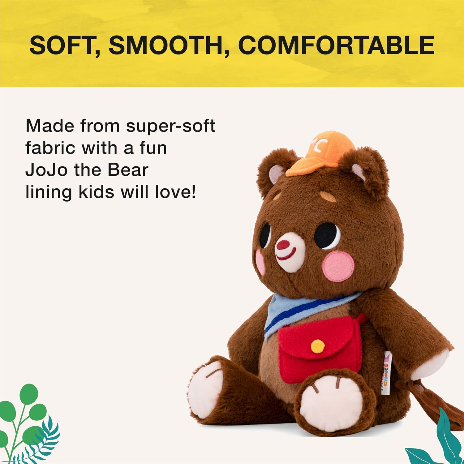 Traveler's Choice Kids - JoJo the Bear's Adventure Teddy Bear Stuffed Animal and Neck Pillow for Boys and Girls - Adorable 2-in-1 Travel Pillow and Plush Toy for Kids