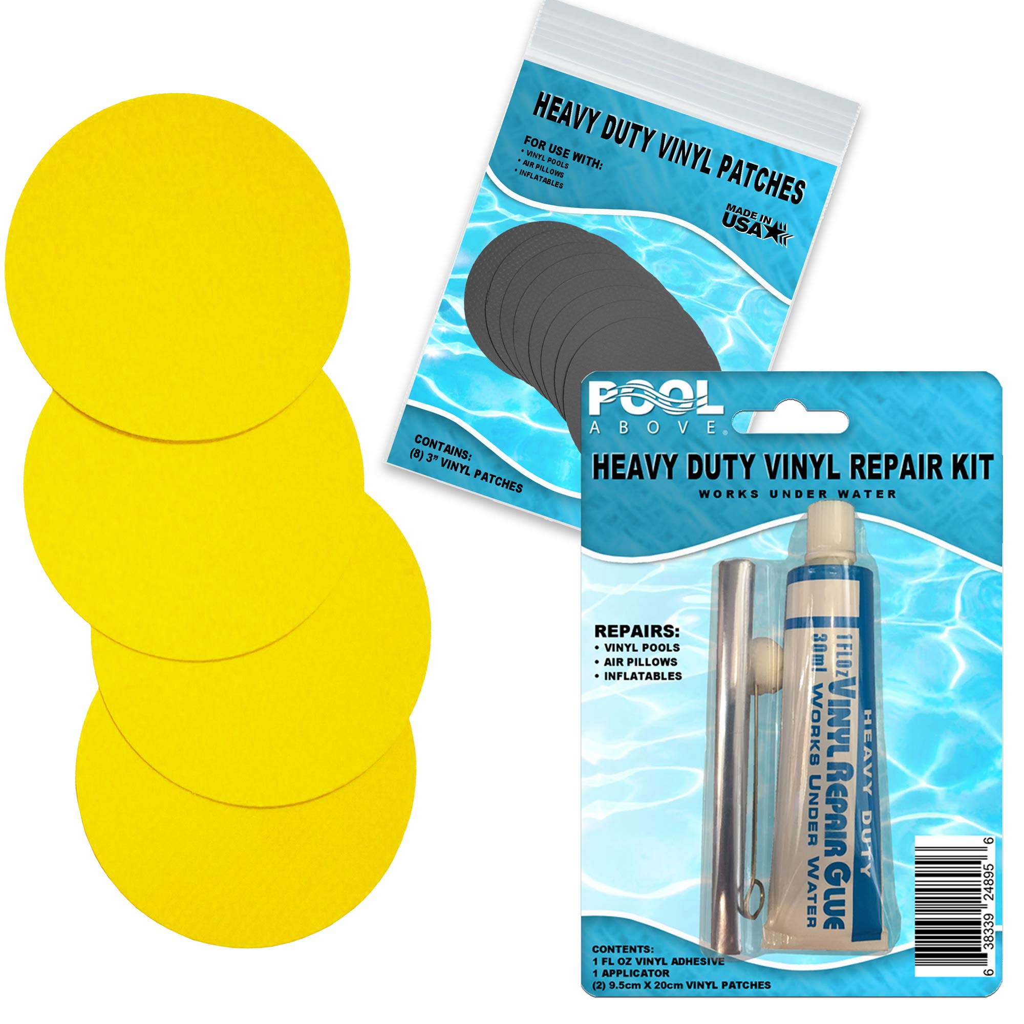 Pool Above Repair Kit for Yellow Duck Ride On | Vinyl glue | Yellow Patches