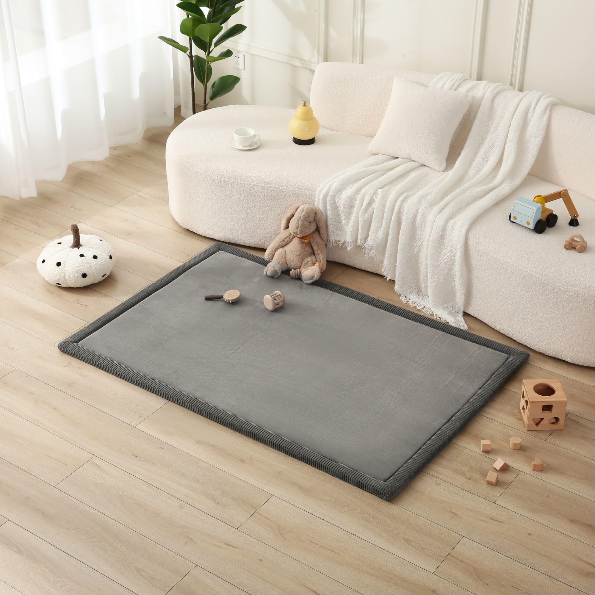Hakuna Matte CloudSoft Baby Play Mat for Floor, Dark Gray, 40" x 60"