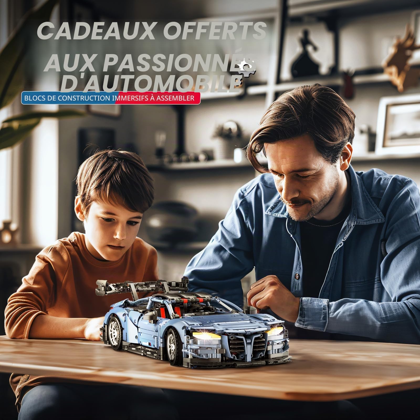 Kit de construction de voiture télécommandée,Voiture de course M4 Champion | compatible avec voiture Technic, avec moteur et batterie rechargeable Cadeaux adaptés aux adultes de 14 ans et plus-2280 PCS
