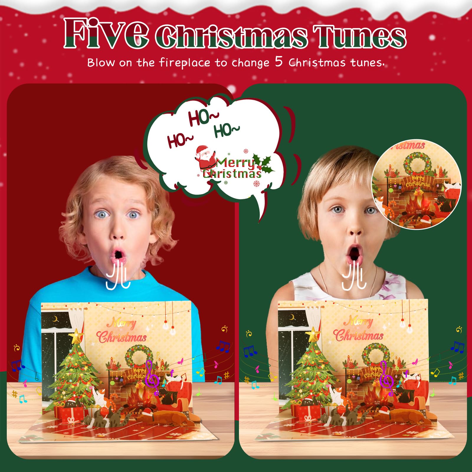 Christmas Card, Musical Christmas Card for Kids Women, Men, Pop-up Xmas Card Gift for Boys Girls, Wife, Husband - Image 3