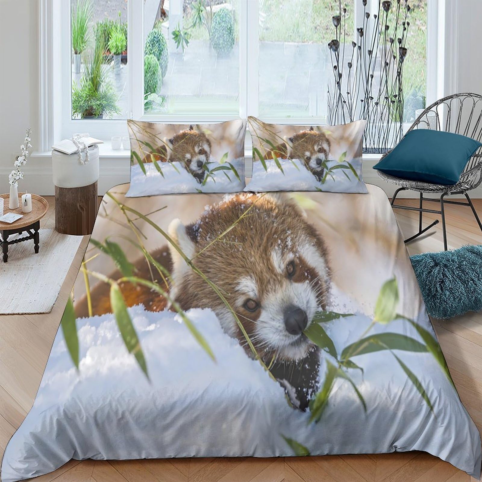 Ctjqhvkz Style-9 3D Printed Red Panda Fitted Sheet Microfiber Soft Animal Forest Mattress Cover For Bedroom Dorm Decorative Bedding Single（135X200cm）
