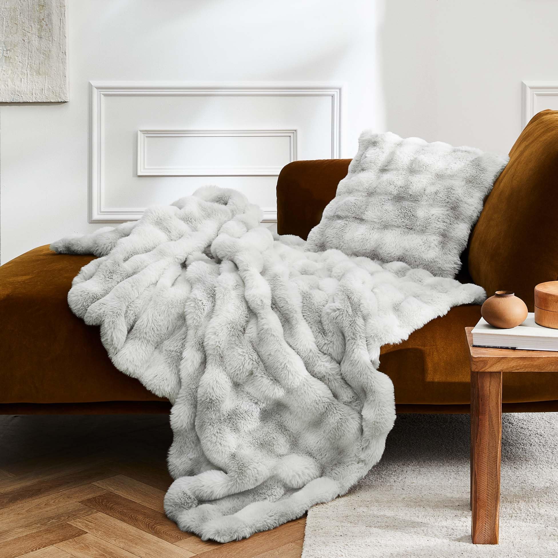 Plaid Hiver Chaud (125 x 150 cm) Mounty Gris, Imitation Fourrure