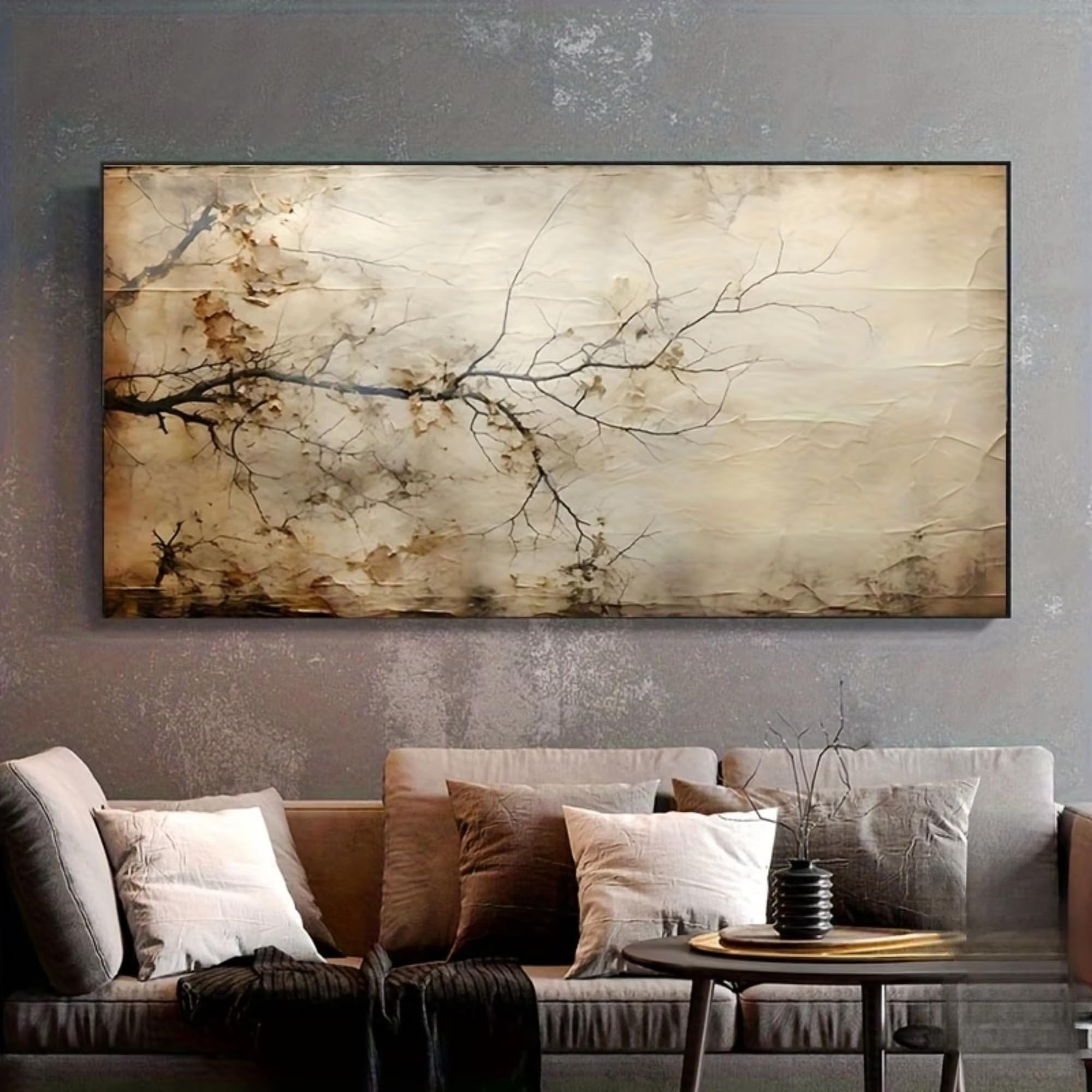 AEFOUU Large Abstract Canvas Wall Art Pictures White Golden Minimalist Wall Art Prints Decor for Living Room Office Bedroom(75x150cm/30x59in/Frameless)