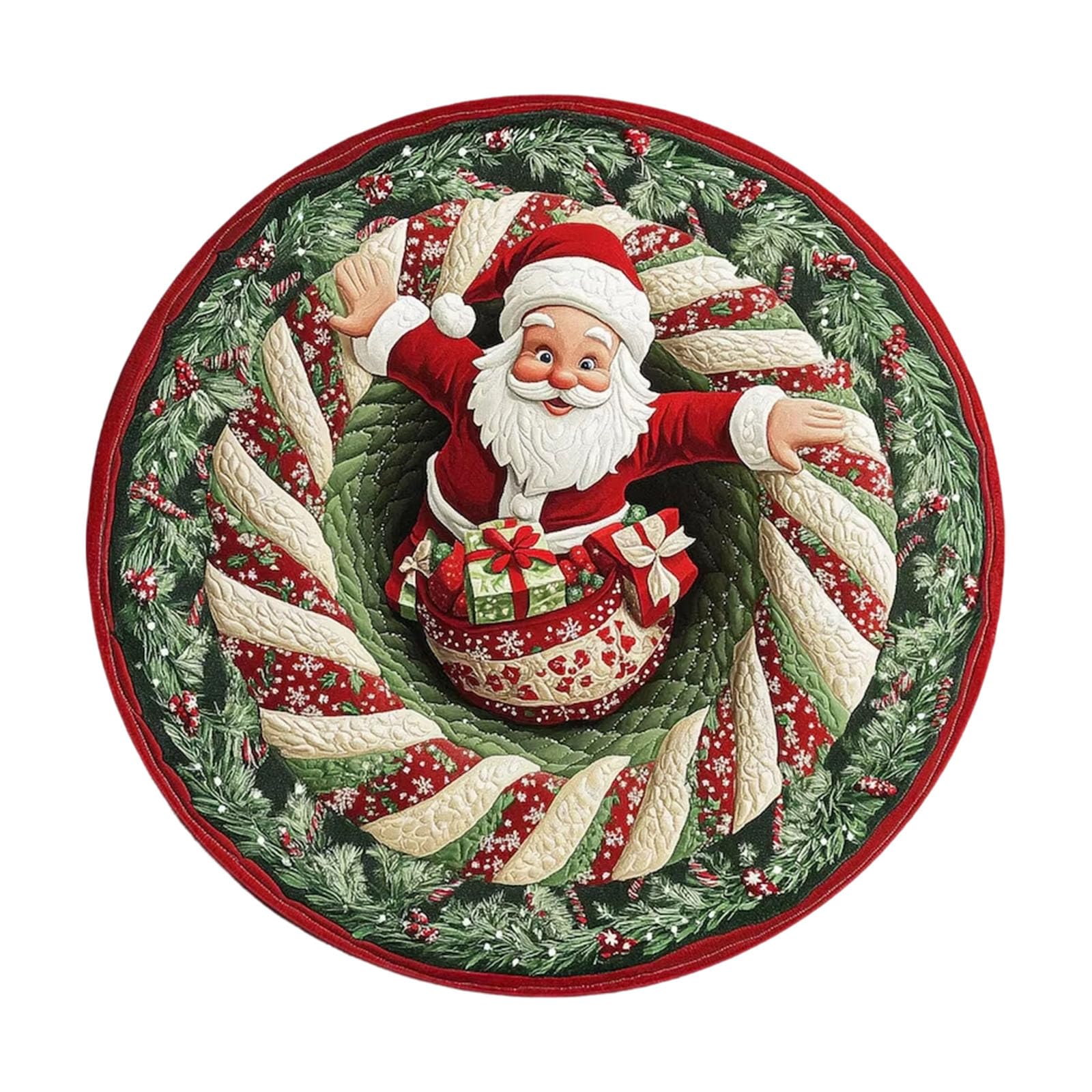 our fave 1 Santa Optical Illusion Round Rug Washable Holiday Carpet for Home Christmas Bedroom Decorations Festive Floor Mat