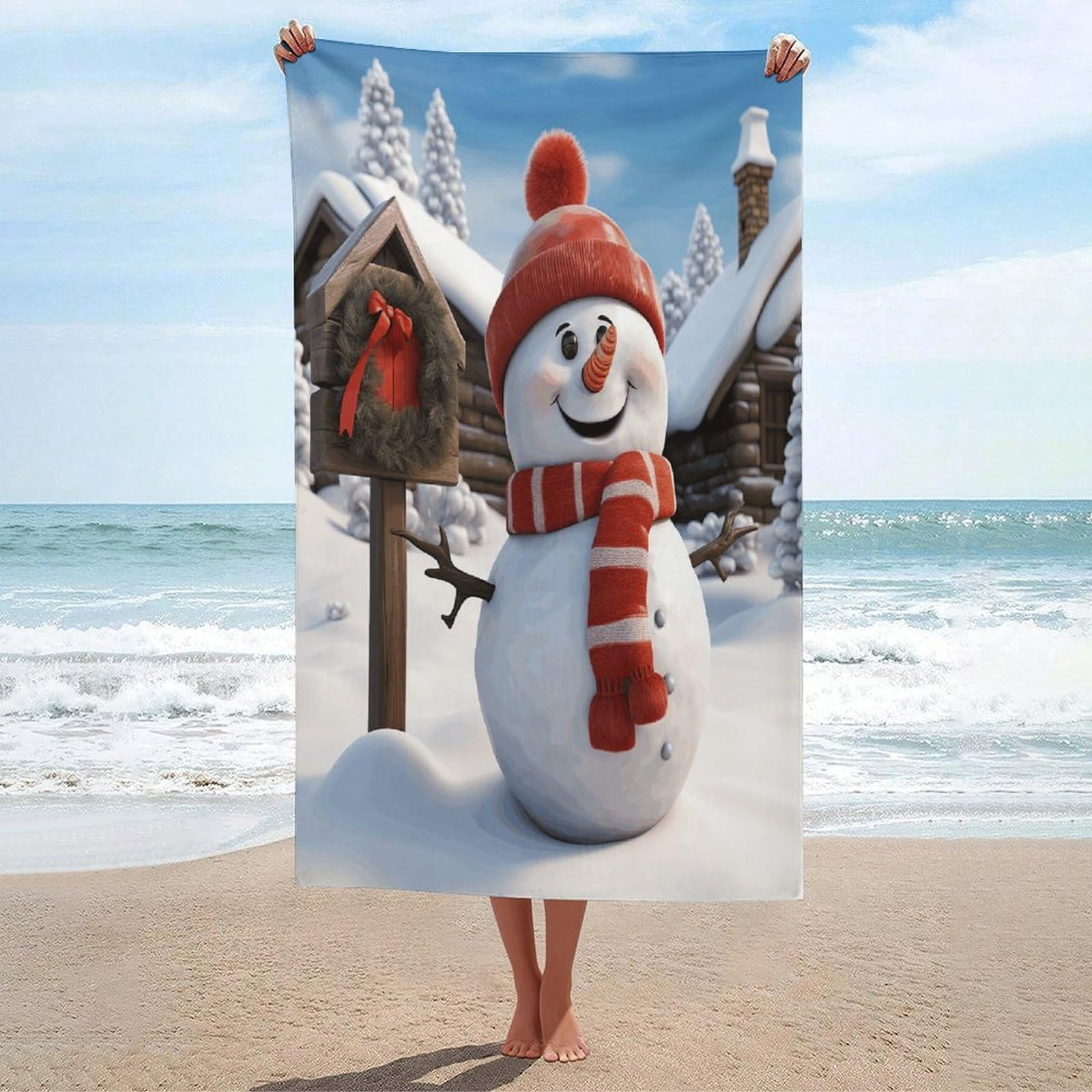 Adfgyerh Unisex Style Sign Snowman Bath Towels Beach Towel Lightweight Quick Dry, Bath Towel For Travel Sports Pool Swimming Bath Camping Yoga Adults130x80cm