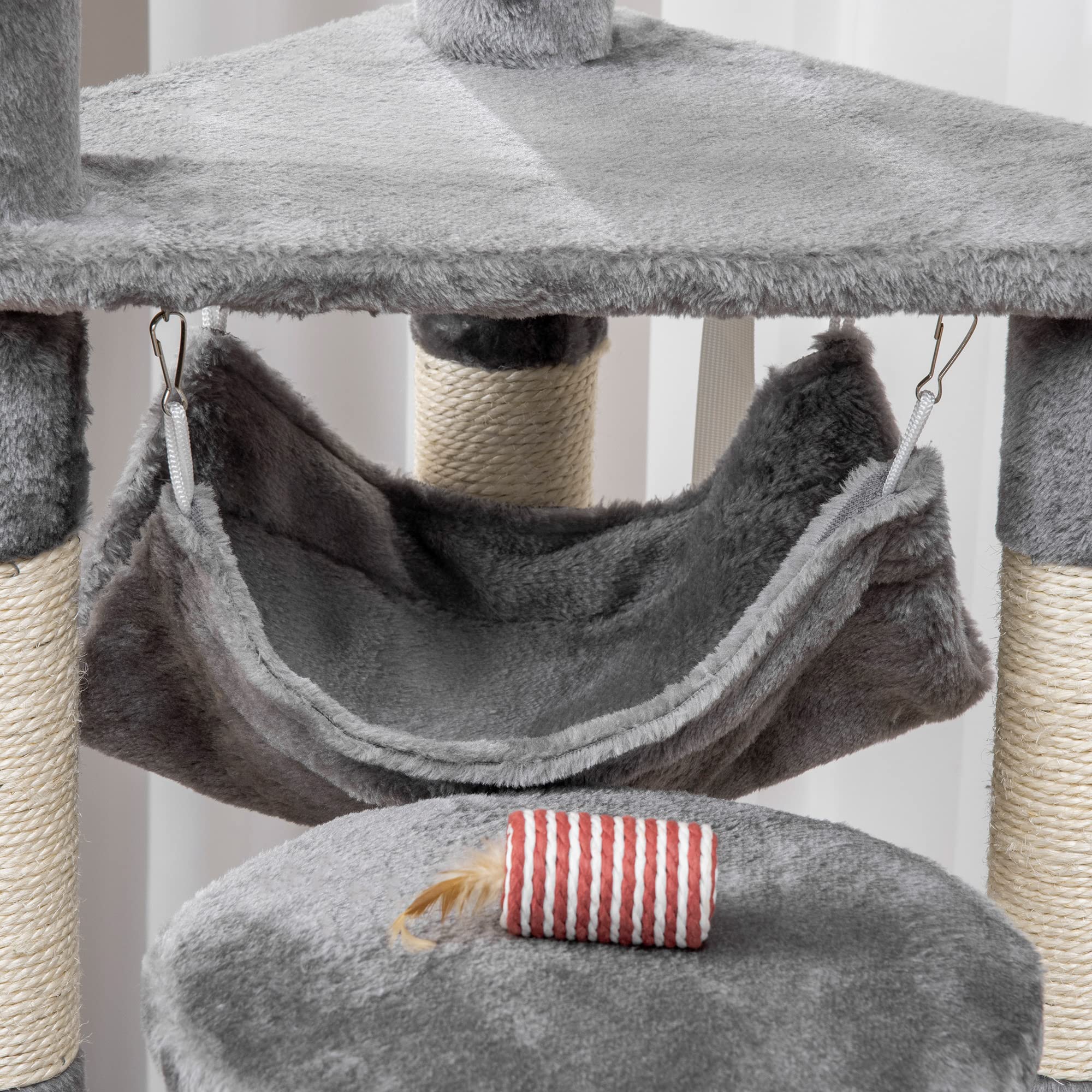 PawHut Katzenbaum Katzenkratzbaum Hängematte Grau L40 x B40 x H132 cm