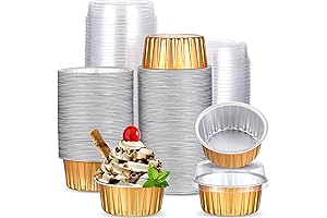 150 Pcs Flan Cups with Lids, Disposable Aluminum Foil Baking Cups for...