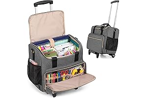 LUXJA Rolling Teacher Tote: Rolling Craft Bag for Educators and Scrapbookers