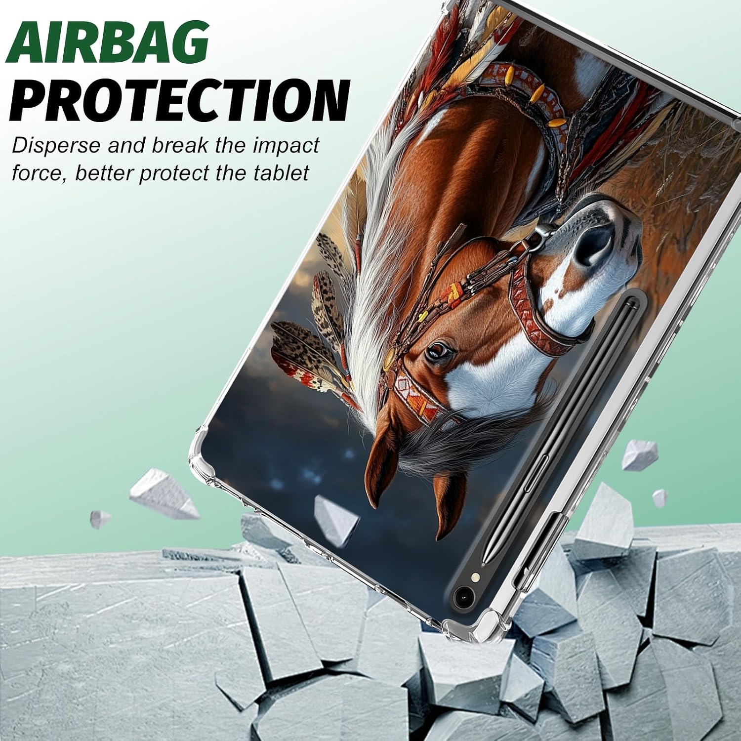 for Samsung Galaxy Tab S9 FE Case, Lightweight Shockproof for Galaxy S9 FE Tablet Case Clear, Slim Full Protective Bumper Cover for Galaxy Tab S9 FE Tablet 5g (Brown Horse)