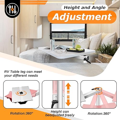 Miniatura 3 de Accesorios extraíbles para patas de mesa para RV rotación de 360 grados aleación de aluminio para laptop pata de mesa de mesa soporte de altura