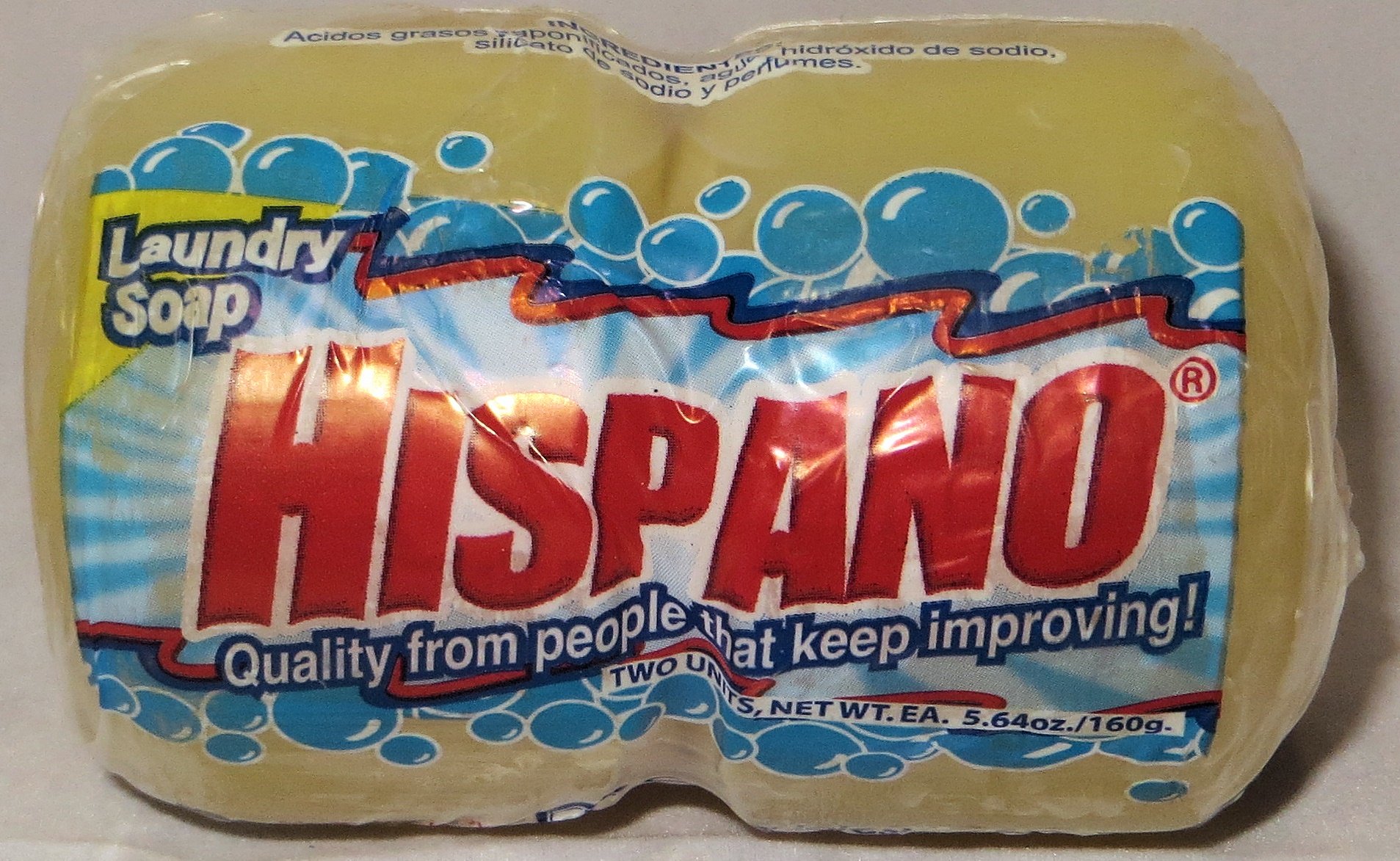 Hispano Laundry Soap 2 bar Round 5.64 Oz /160 Gr (Pack of 6) 12 Bars Total