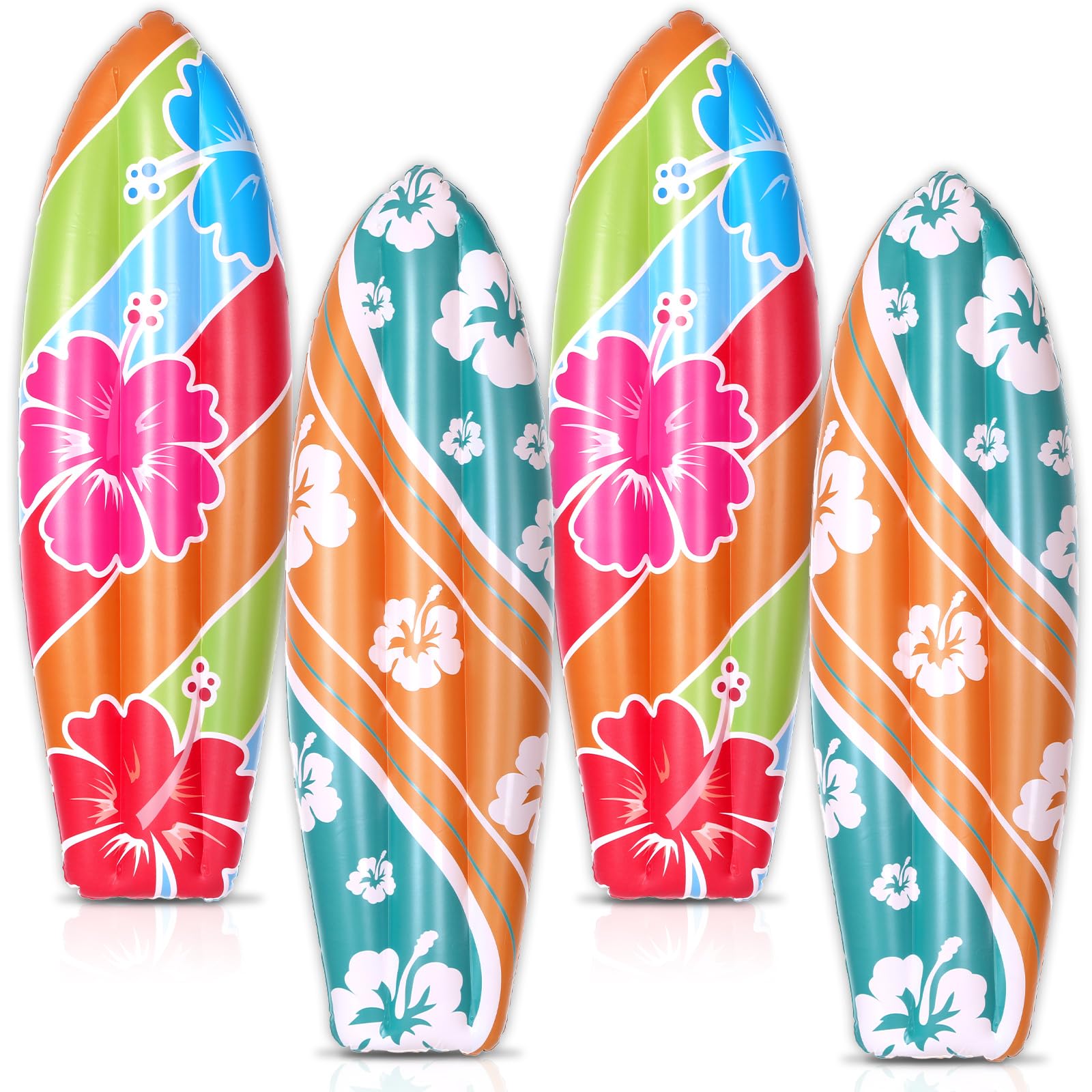 QOUBAI 4 Pcs Inflatable Surf Boards 36 Inch Flowers Blow up Pool Floats