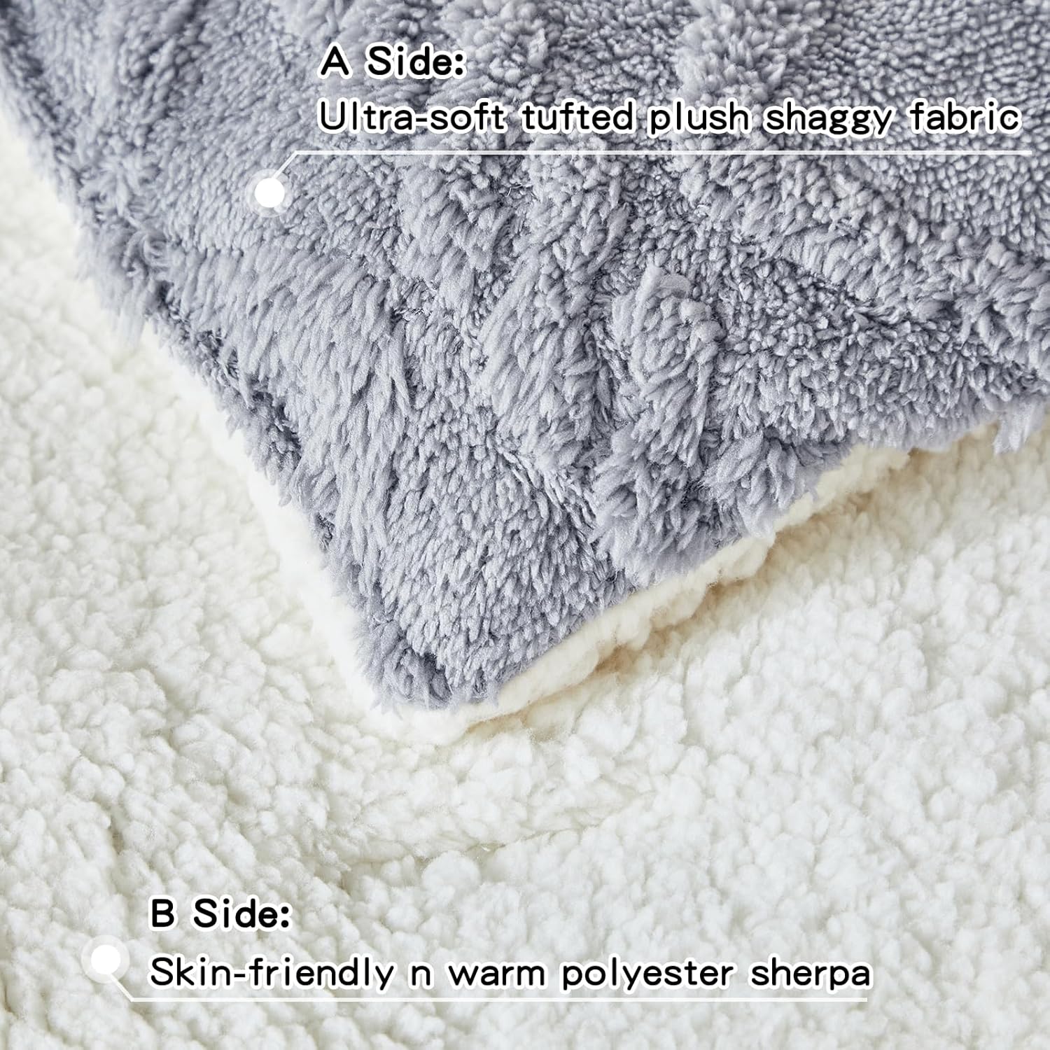 Joyreap 3-Piece Fluffy Faux Fur Sherpa Comforter Set Light Gray, Queen Size Luxury Tufted Bedding Comforter Set, All Season Soft n Cozy Plush Comforter Bed Set- 88x88 inches - Image 5