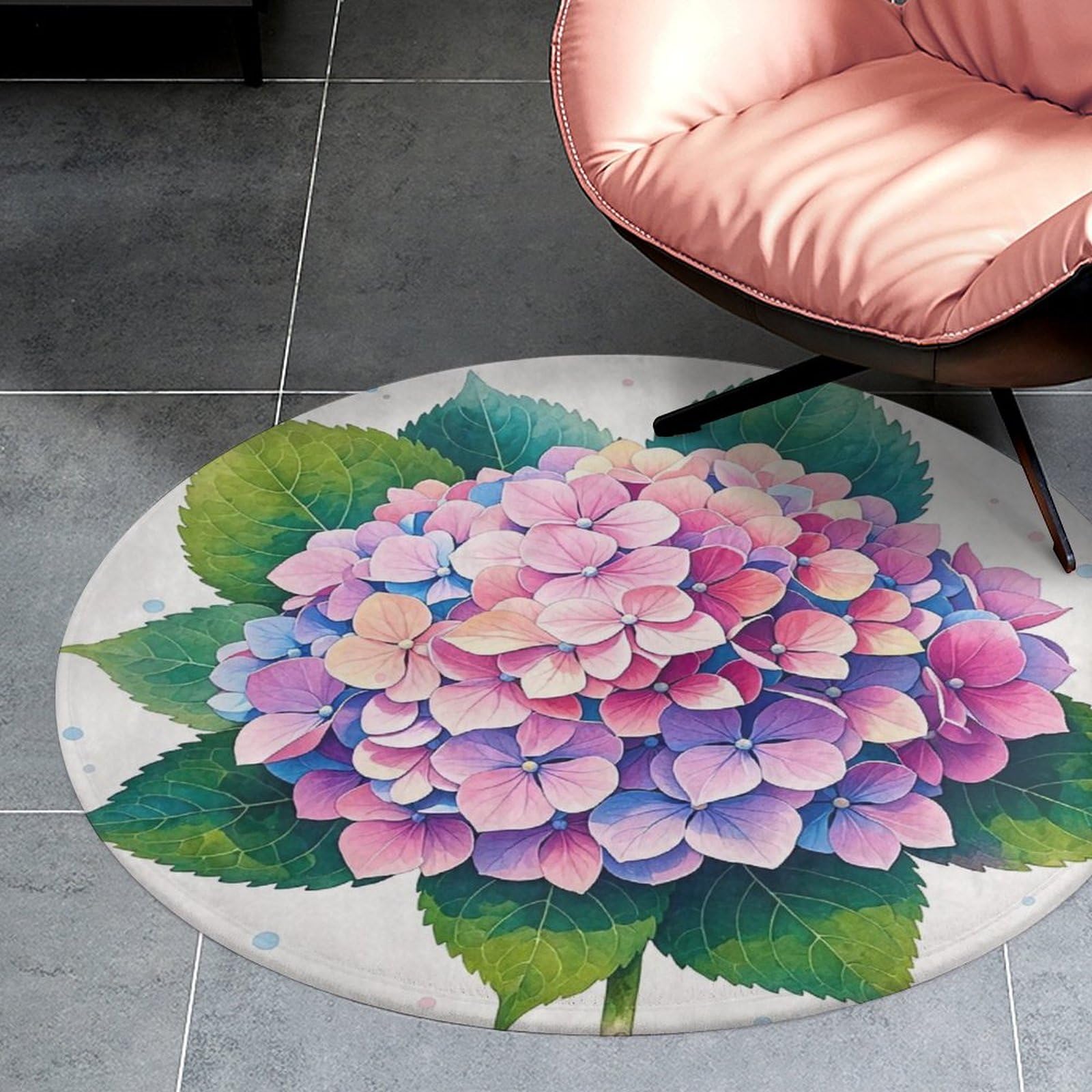 Tapis de sol lavable hortensia aquarelle pour chambre et salon