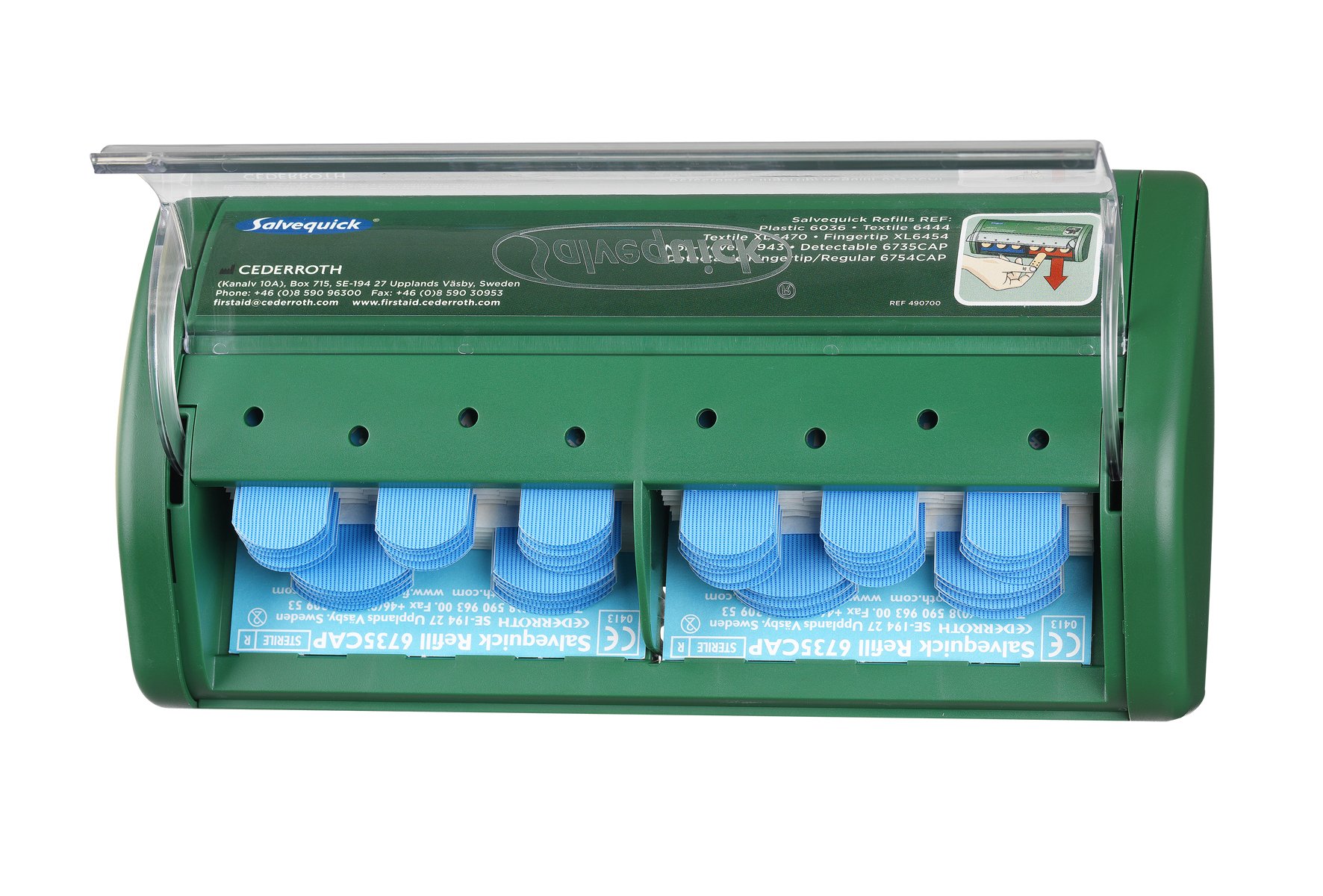 Salvequick dispensador de tiritas detectables, 75 azul estéril