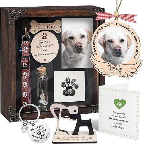Miniatura 1 de Caja de sombra personalizada para perro, regalo conmemorativo, soporte para collar, marco de fotos, simpatía, madera, mascotas, perros, gatos,