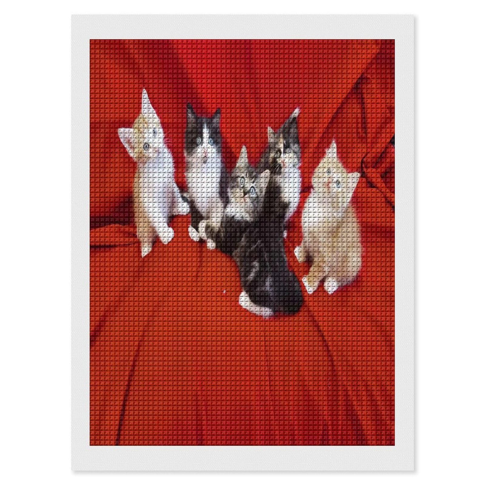 FodPand Cat Diamond Painting Kit for Beginner Fun 5D DIY Crafts for Adults Diamond Art Kits Square Diamond Art Canvas Painting Gem Art Crafts for Home Wall Decor 12"x16"