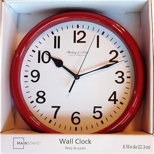Mainstay Sterling & Noble Round Wall Clock Red