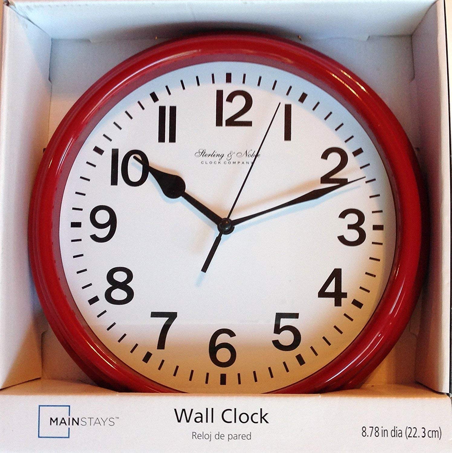 MainstaySterling & Noble Round Wall Clock - Red