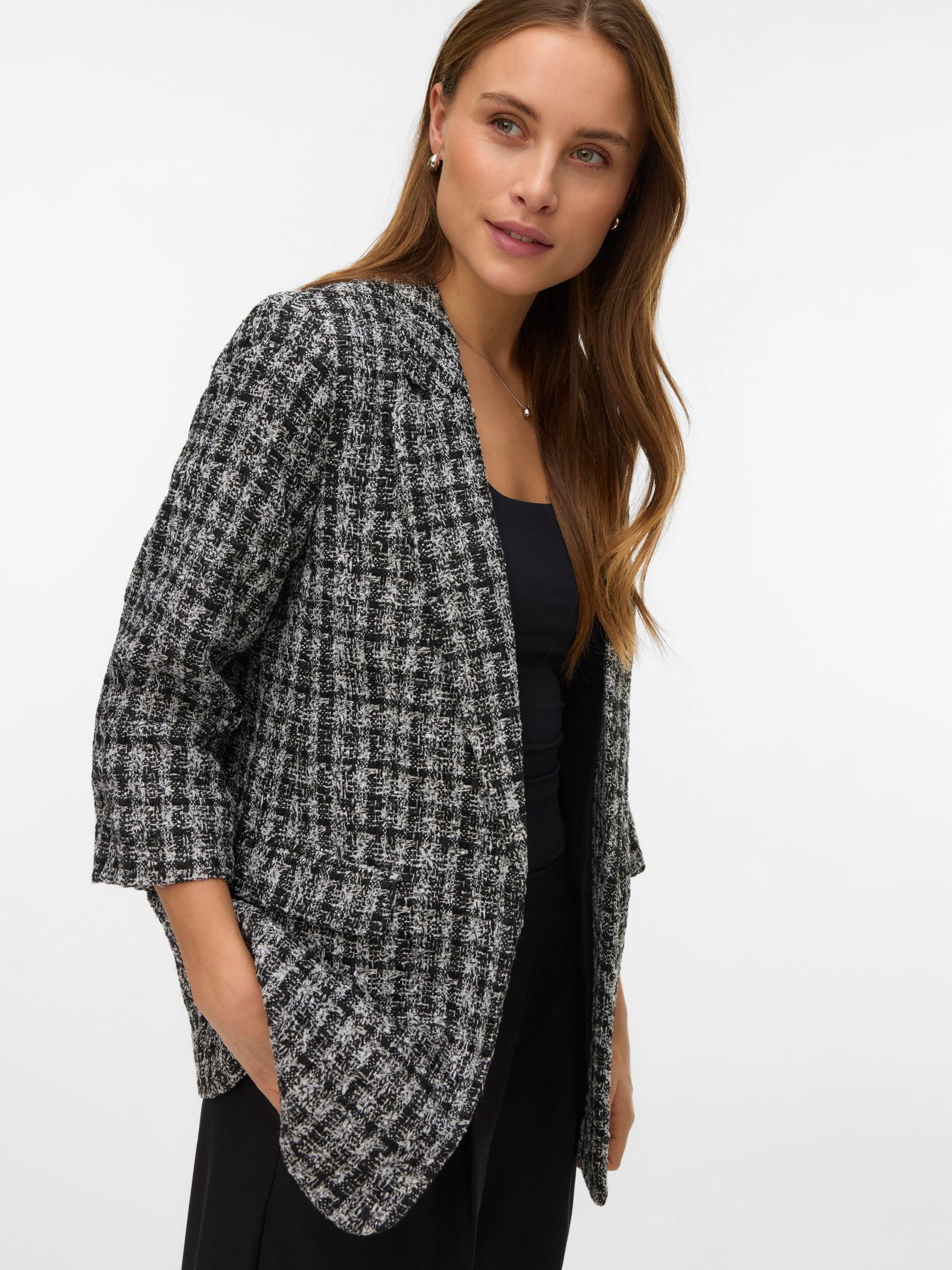 VERO MODA Vmfrida 3/4 Regular Blazer Noos, Nero, 40 Donna