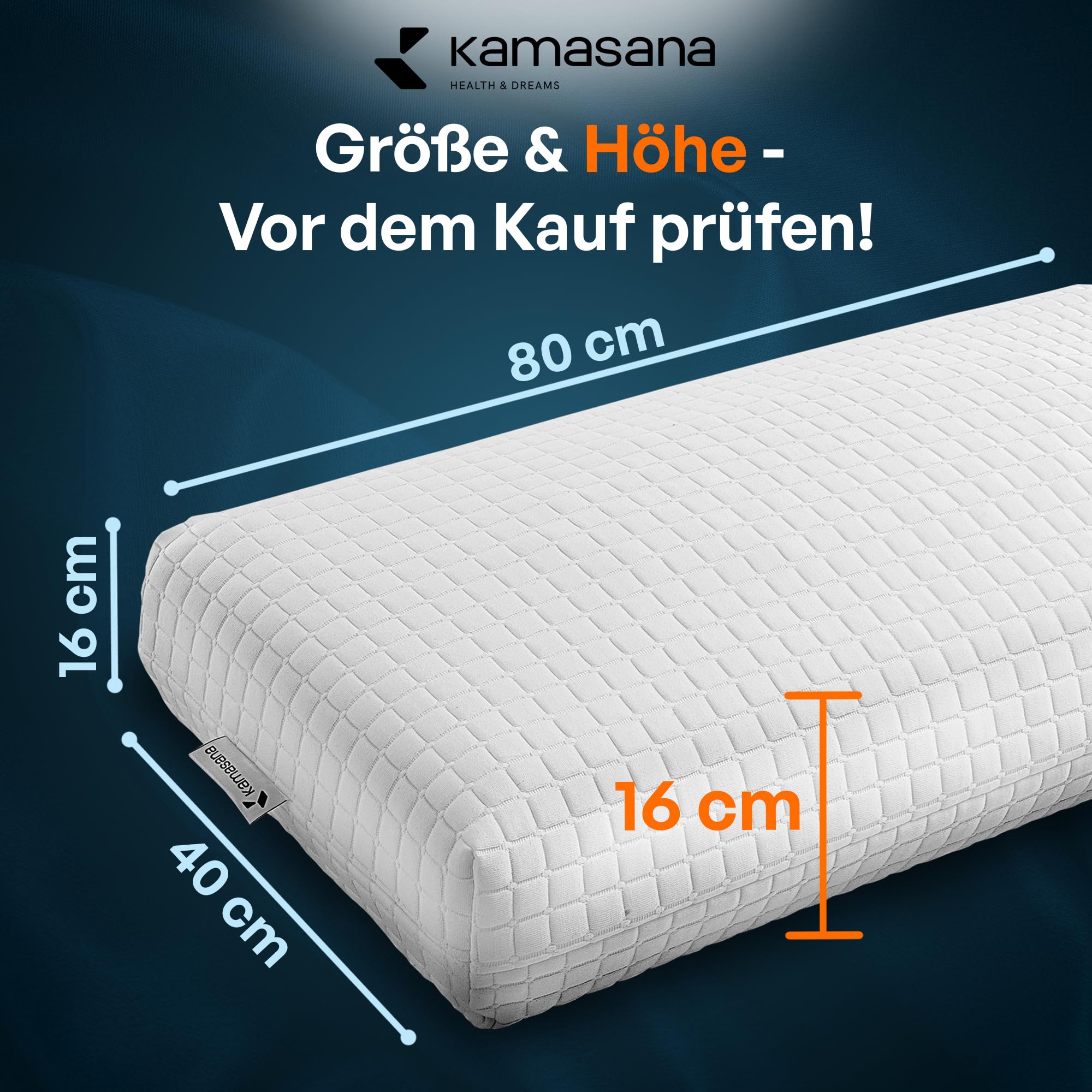 Orthopädisches Seitenschläferkissen 40x80, 16 cm hoch - Memory Foam Kopfkissen für Seitenschläfer mit weicher und Fester Seite, ergonomisches Nackenstützkissen gegen Nackenschmerzen