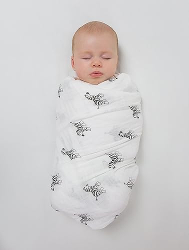 Miniatura 6 de Amazing Baby Manta de muselina de algodón de primera calidad para bebés niños y niñas, cebra, negro suave