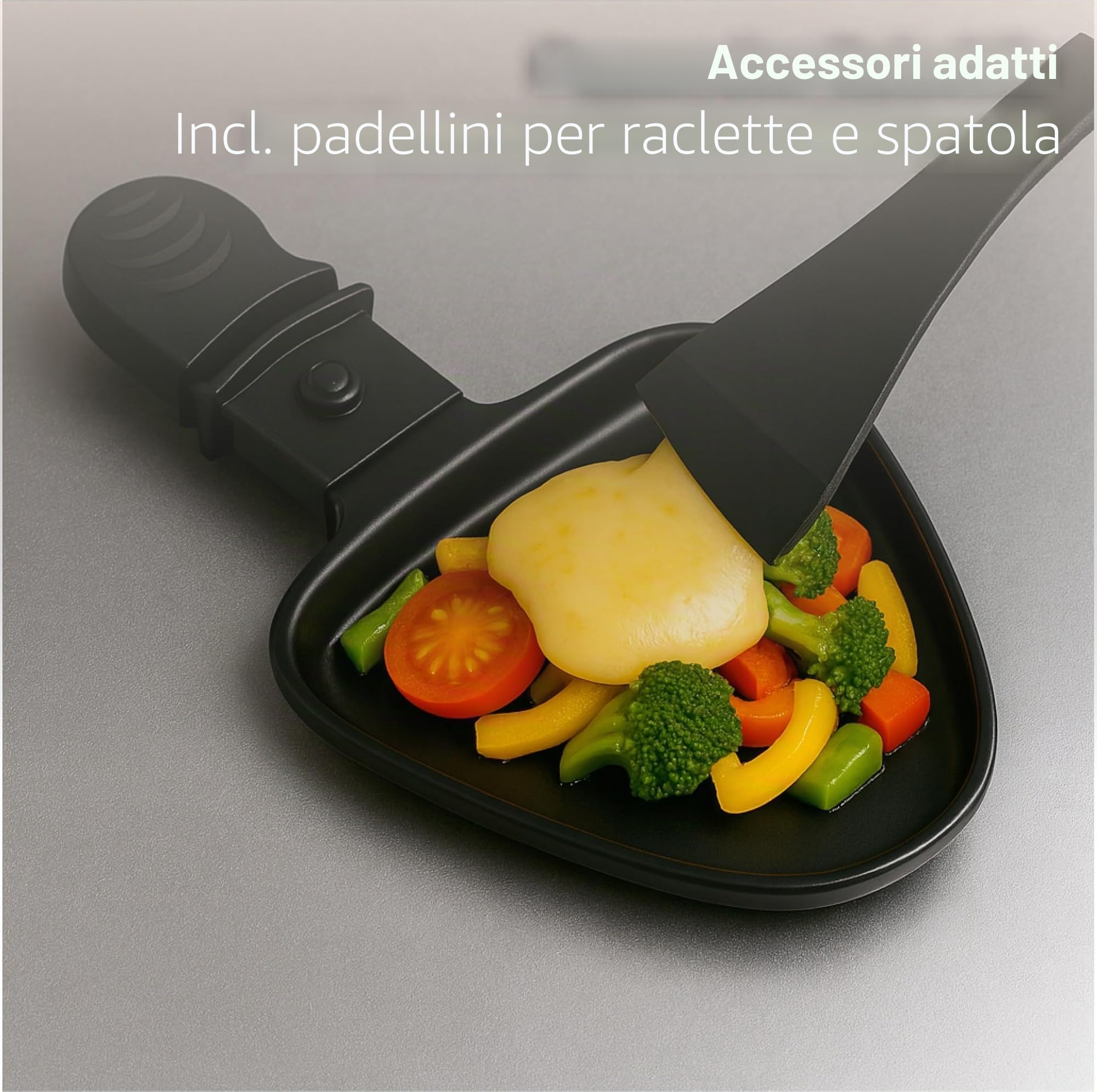 Raclette - Set fonduta per 8 persone, antiaderente, con pentola e griglia da tavolo, con padella, raschietto (angolare)