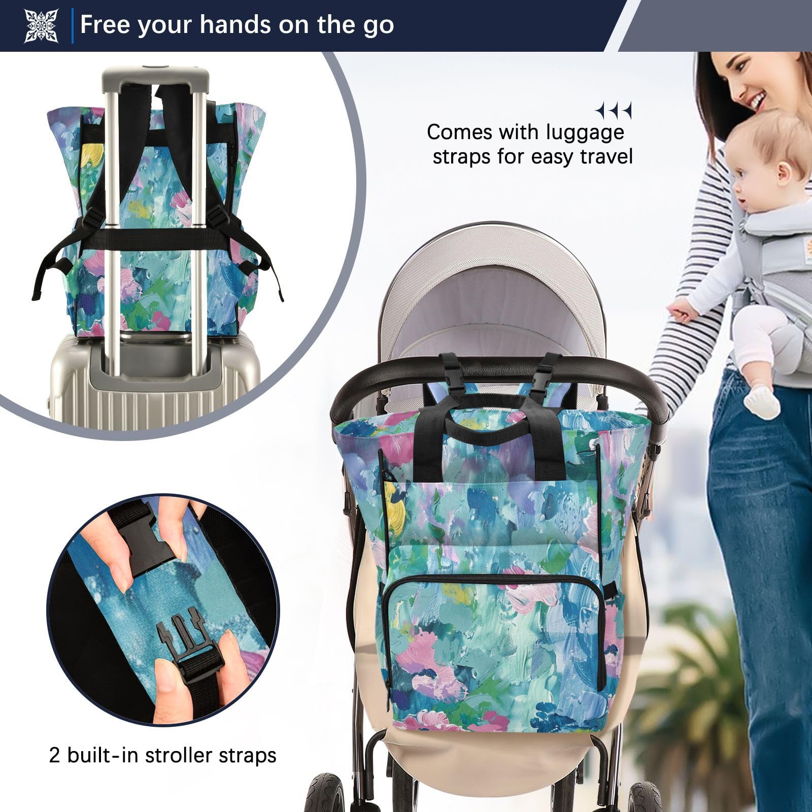 Zaino da viaggio per neonata/ragazzo fiori