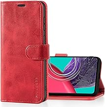 Mulbess Case for Samsung Galaxy M53 5G, Phone Case with Credit Card Slots, Magnetic Closure, Kickstand, Retro Wine Red