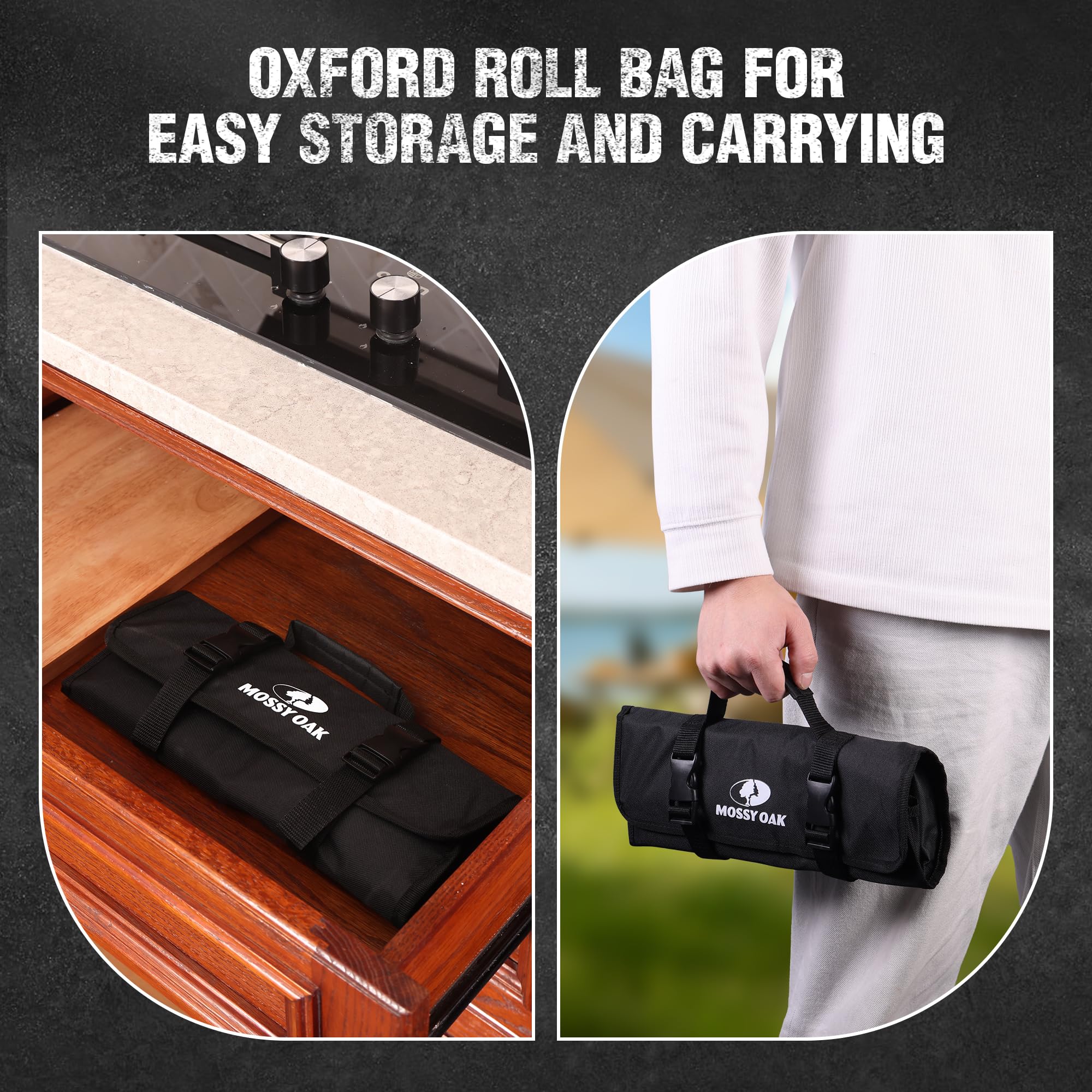 Mossy Oak Butcher Knife Set with Oxford Roll Bag, 3-Piece — Amazon image 8