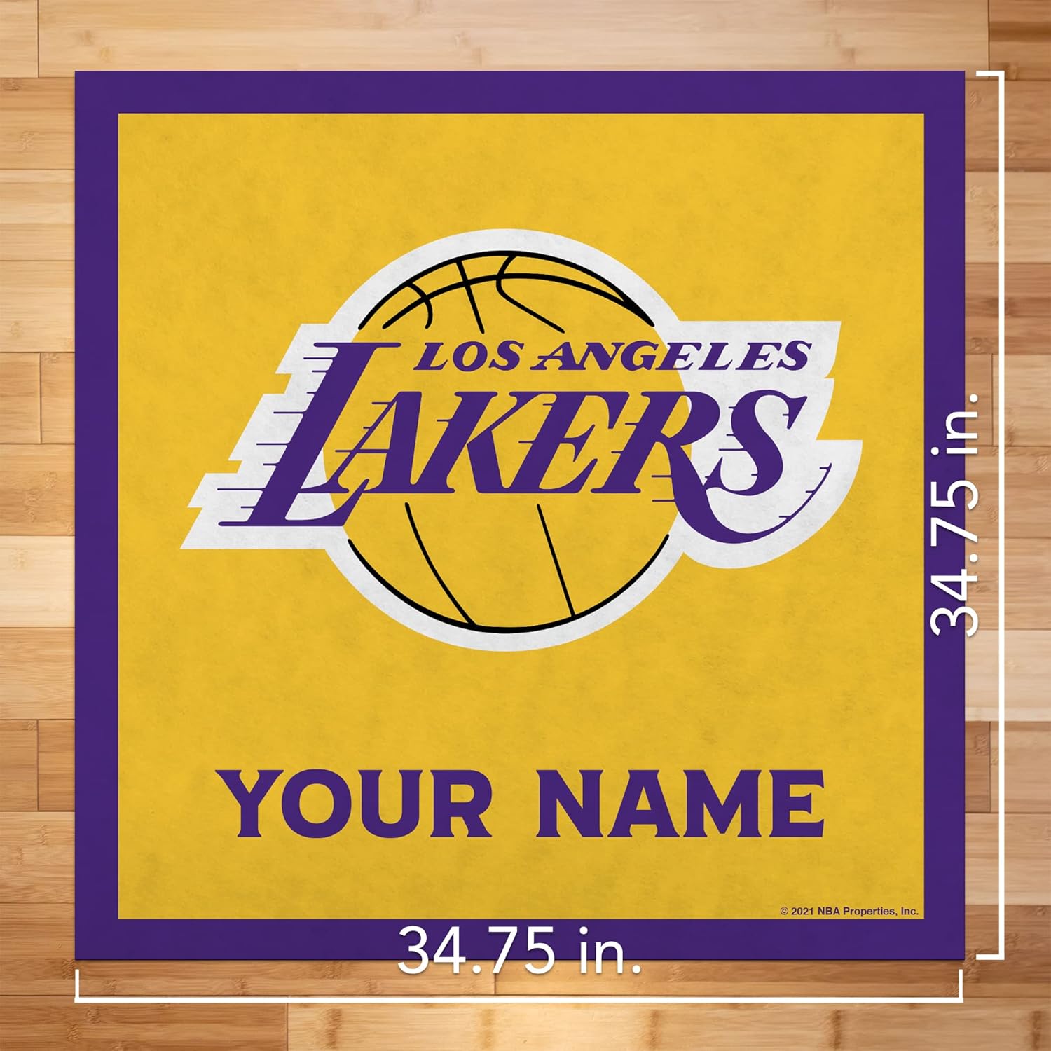 Rico Industries NBA Basketball Los Angeles Lakers Personalized 35" Felt Wall Décor - for Man Cave, Game Room, Office & Bedroom - Made in The USA