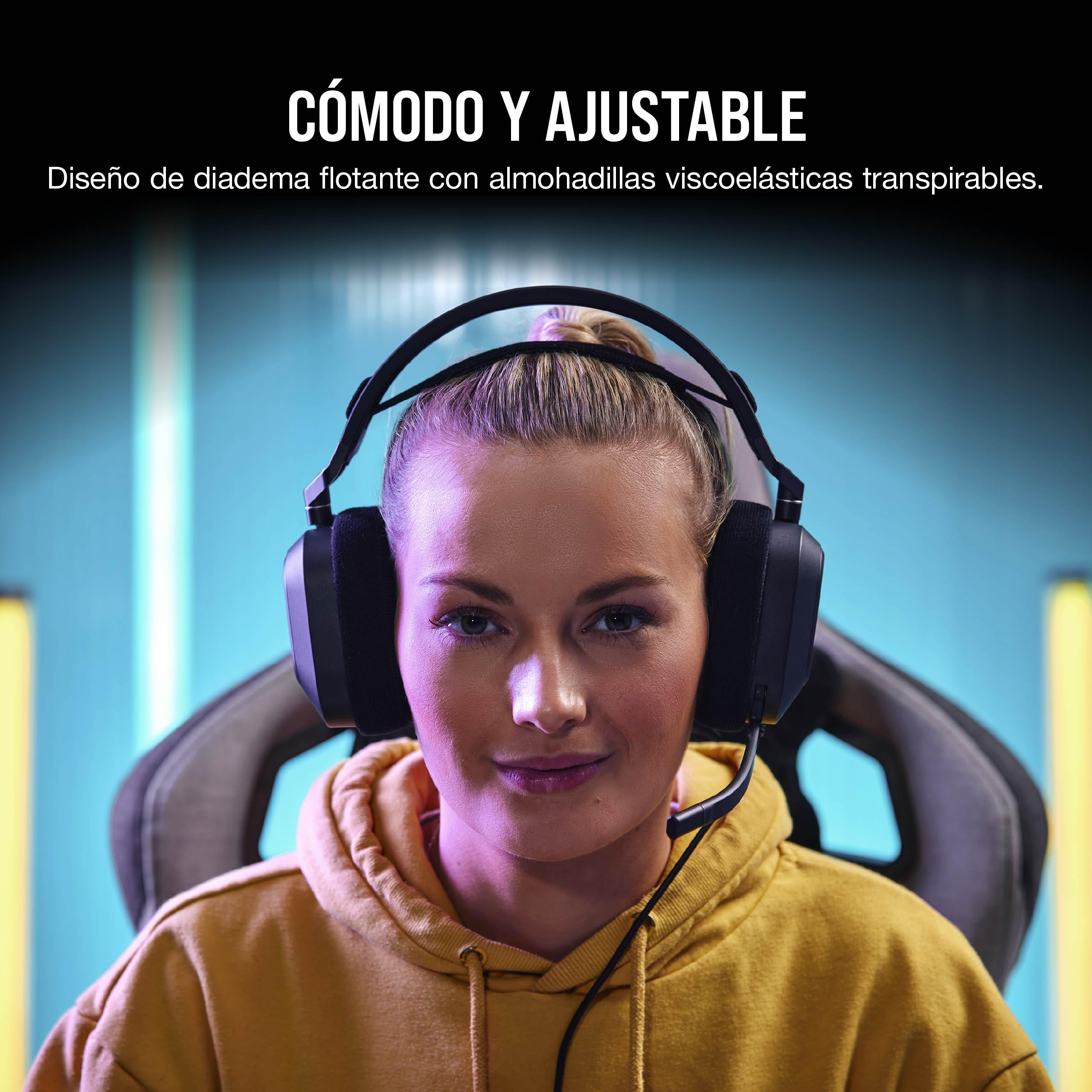 Corsair HS80 RGB Auriculares con Micrófono para Juegos USB - Negro | Sonido Envolvente Dolby 7.1, Micrófono Omnidireccional, Compatible con iCUE, PC