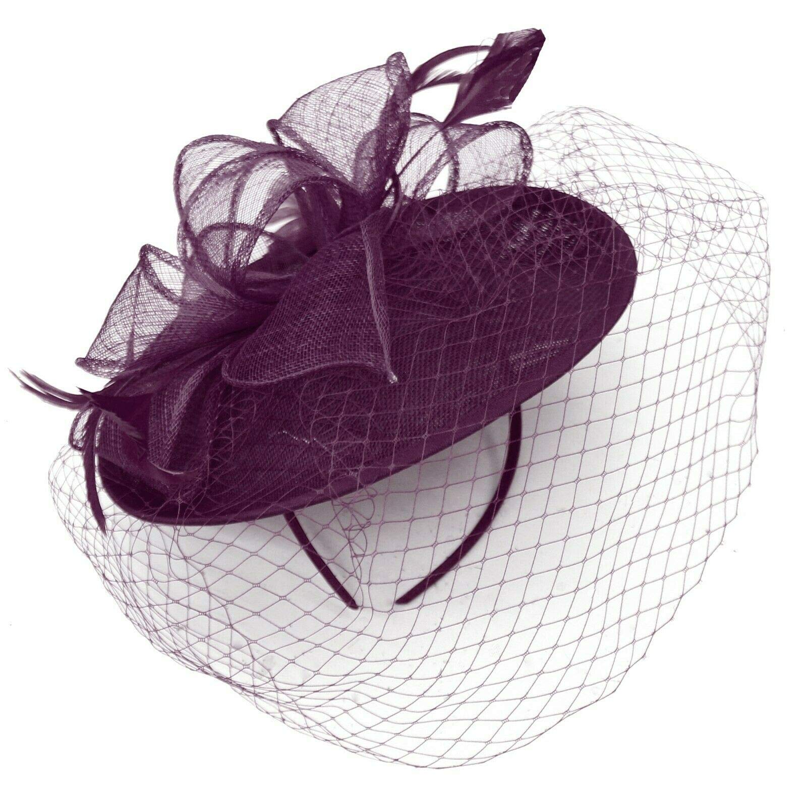 CapriliteSaucer Sinamay Headband Fascinator Wedding Ascot Hat Hatinator Birdcage Veil