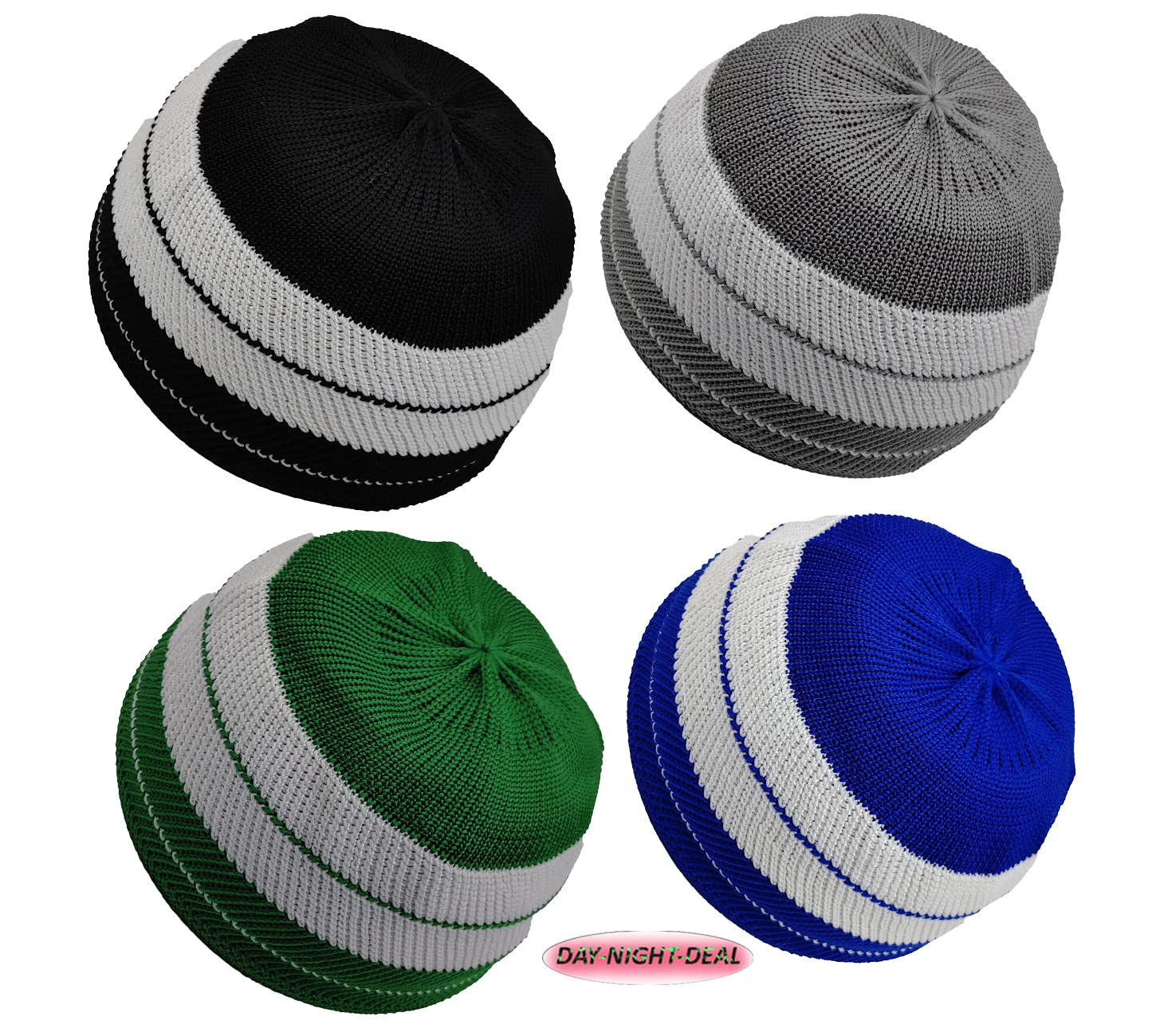 Turkish Quality Muslim Prayer Caps for Man, Islamic Namaz Beanie Skull Cap Kufi Topi Prayer Hat Pack of 4 Set (Black, Blue, Green & Brown - Free Size)-image-12