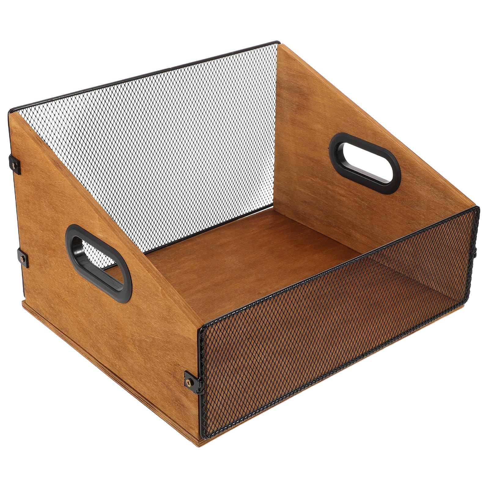 Housoutil Scatola Porta Dischi Vinile Organizer Rustico con Manici in Legno Contenitore Robusto per Album e Riviste per Stanze Musicali e Spazi di Studio