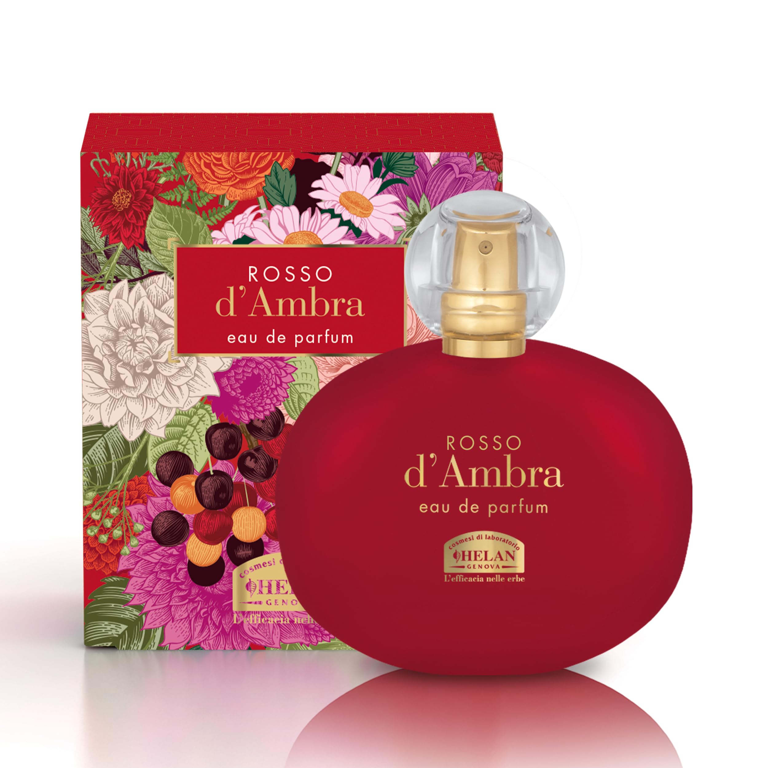 Helan, Rosso d'Ambra - umhüllender Duft mit süßen Mandeln, Eau de Parfum für Damen, fruchtig, bernsteinfarben, Düfte für Damen mit ausgewogenen, süßen und würzigen Noten, Duft Made in Italy, 100 ml